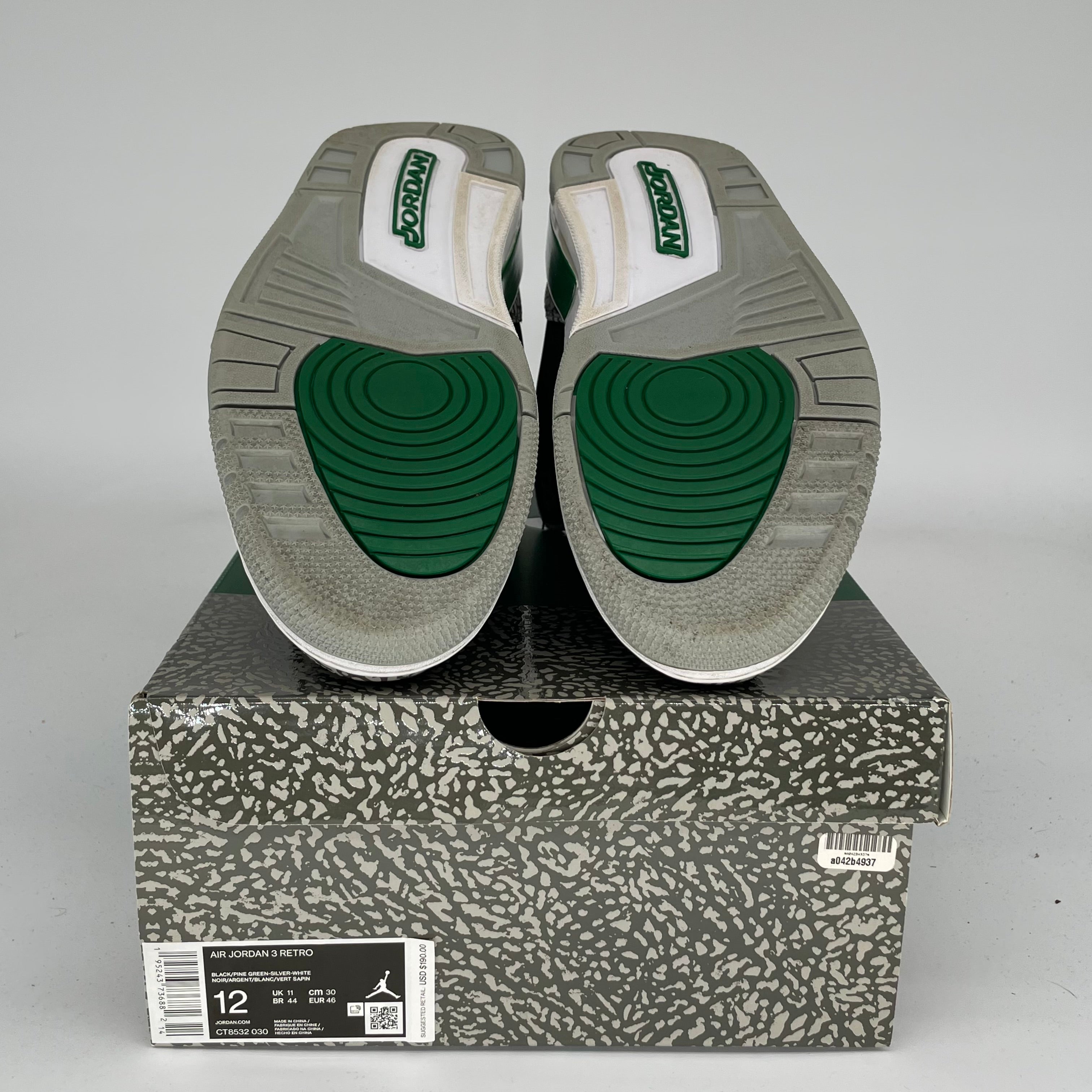 AIR JORDAN 3 Retro Pine Green Men's Basketball Shoes Size 12 - CT8532-030 | Authentic Sneakers for Casual Wear, Street Style & Basketball Games