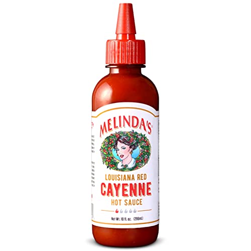 Melinda's Louisiana Red Cayenne Hot Sauce - 10oz Bottle | Gourmet Spicy Sauce Made with Fresh Red Cayenne Peppers, Vinegar & Salt | Perfect for Wings, Tacos, Bloody Marys & BBQ | 1 Pack