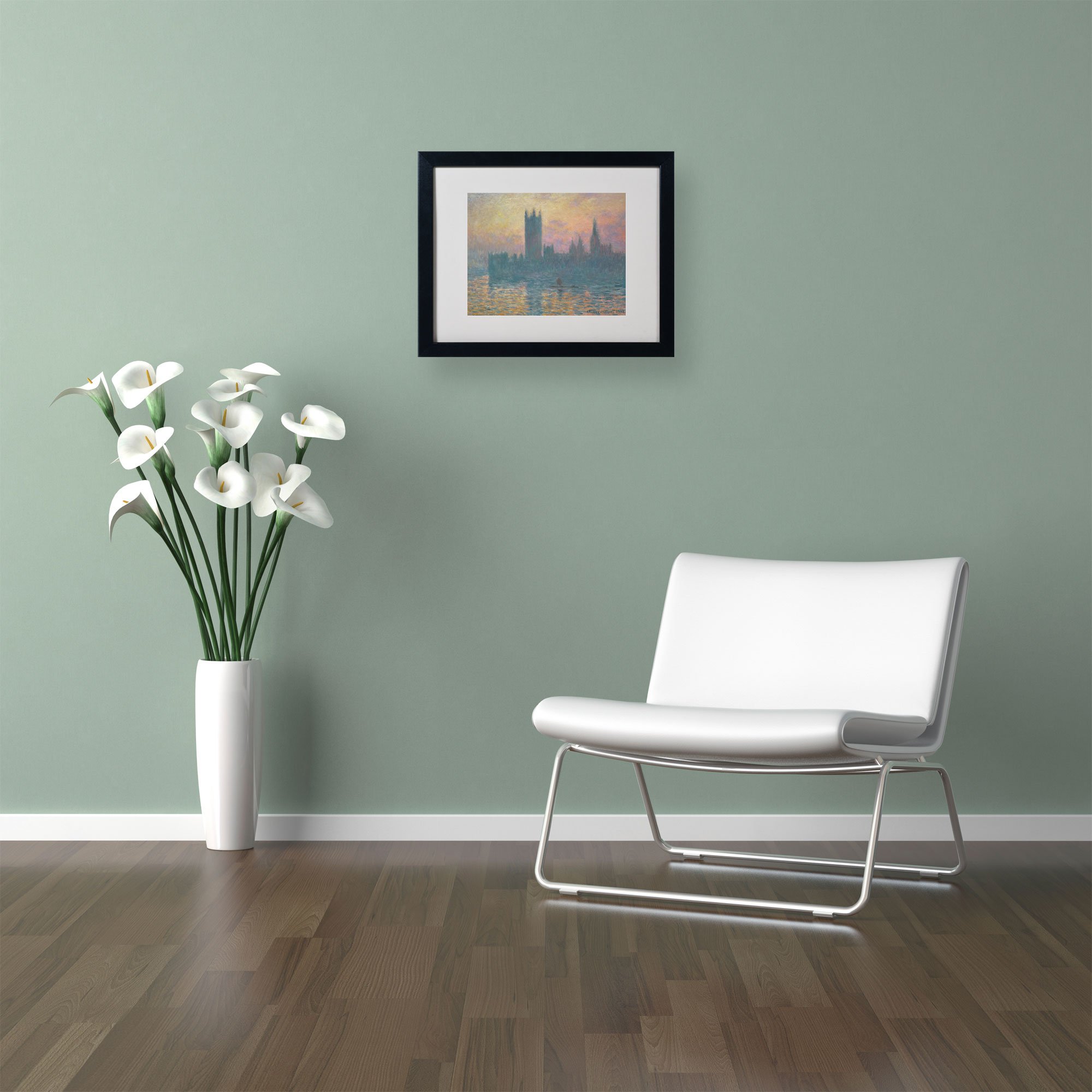 Claude Monet The Houses of Parliament Canvas Wall Art - 11x14 Inch Framed Painting, Famous Impressionist Artwork for Living Room, Bedroom & Office Decor
