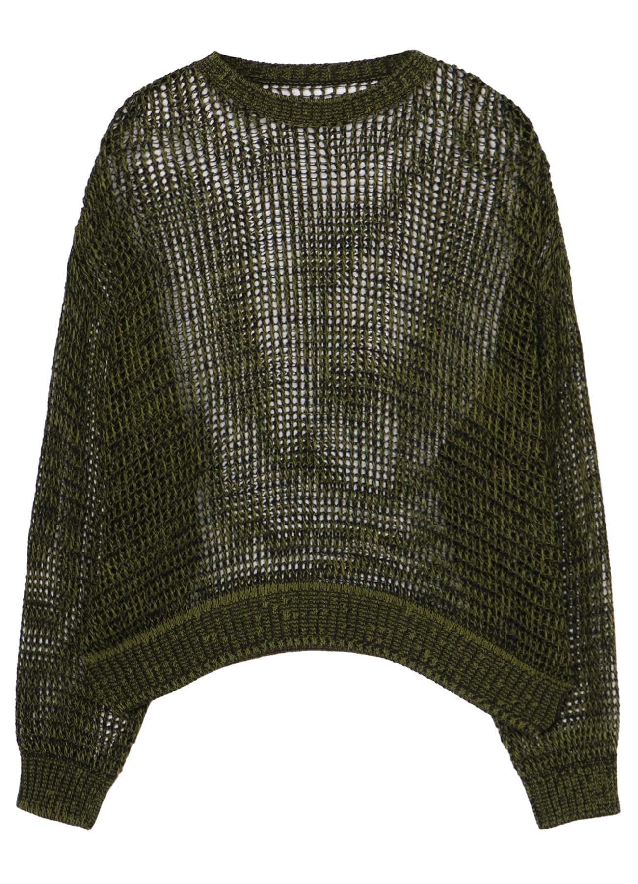**CODE YARN MESH CREW NECK KNIT SWEATER - Women's Casual Pullover Top for Fall & Winter - Perfect for Layering, Office Wear, and Weekend Outfits**