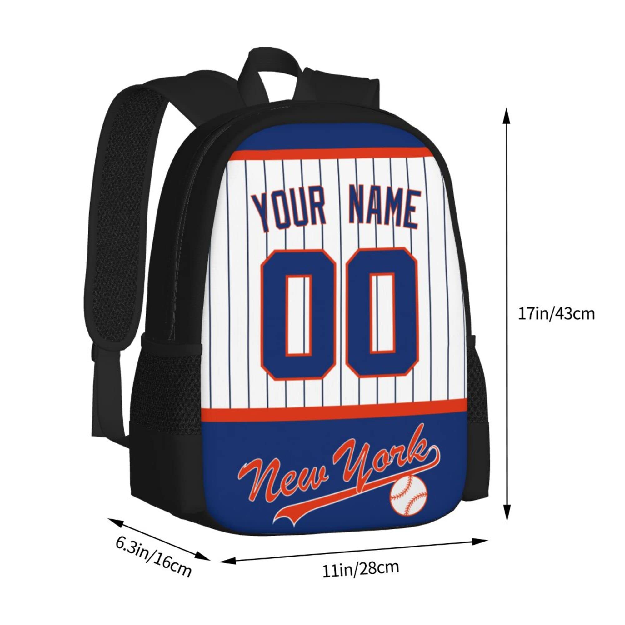 ANTKING New York Backpack - Large Capacity Customizable Name & Number Backpack for Kids, Men & Fans - Perfect for School, Travel & Sports Events