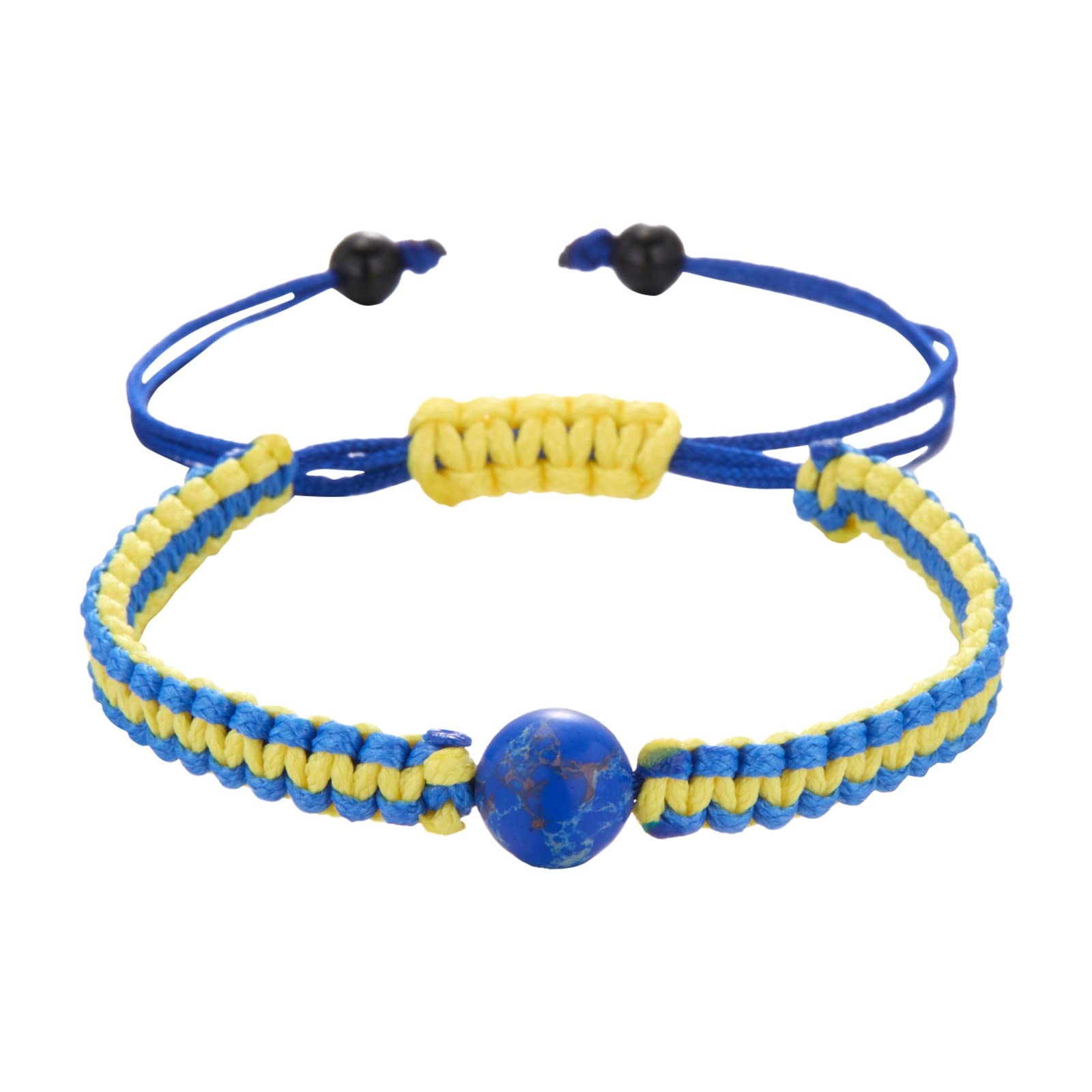 Ukrainian Flag Color Blue & Yellow Hand-Woven Bracelet with Men's Quartz Watch - Stylish Patriotic Wristband for Gifts, Travel & National Pride Accessories