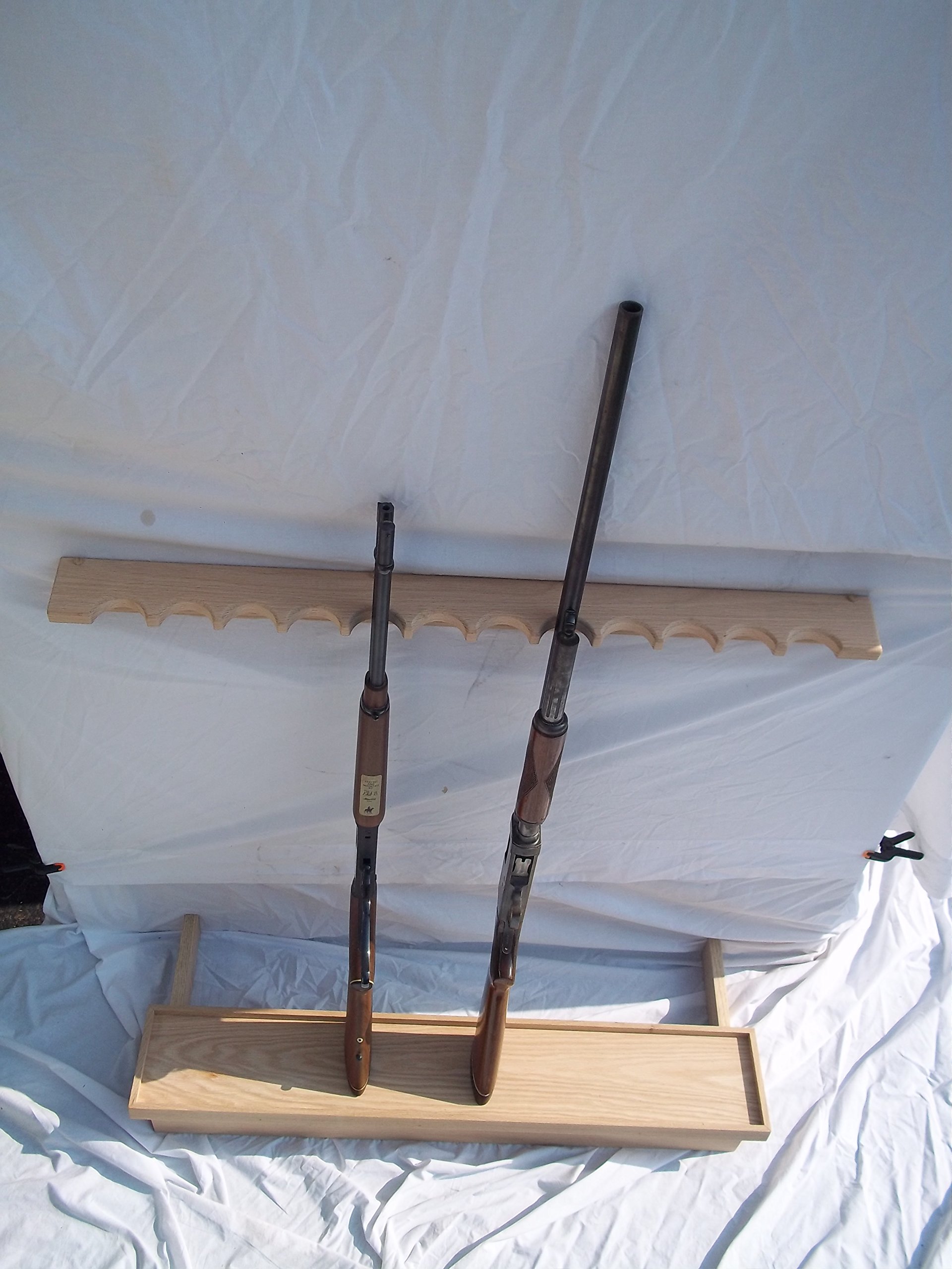 Handmade Oak Closet Gun Rack with Butt Rest - Secure Firearm Storage for Home, Cabin, or Hunting Lodge - Perfect for Rifles, Shotguns, and Long Guns