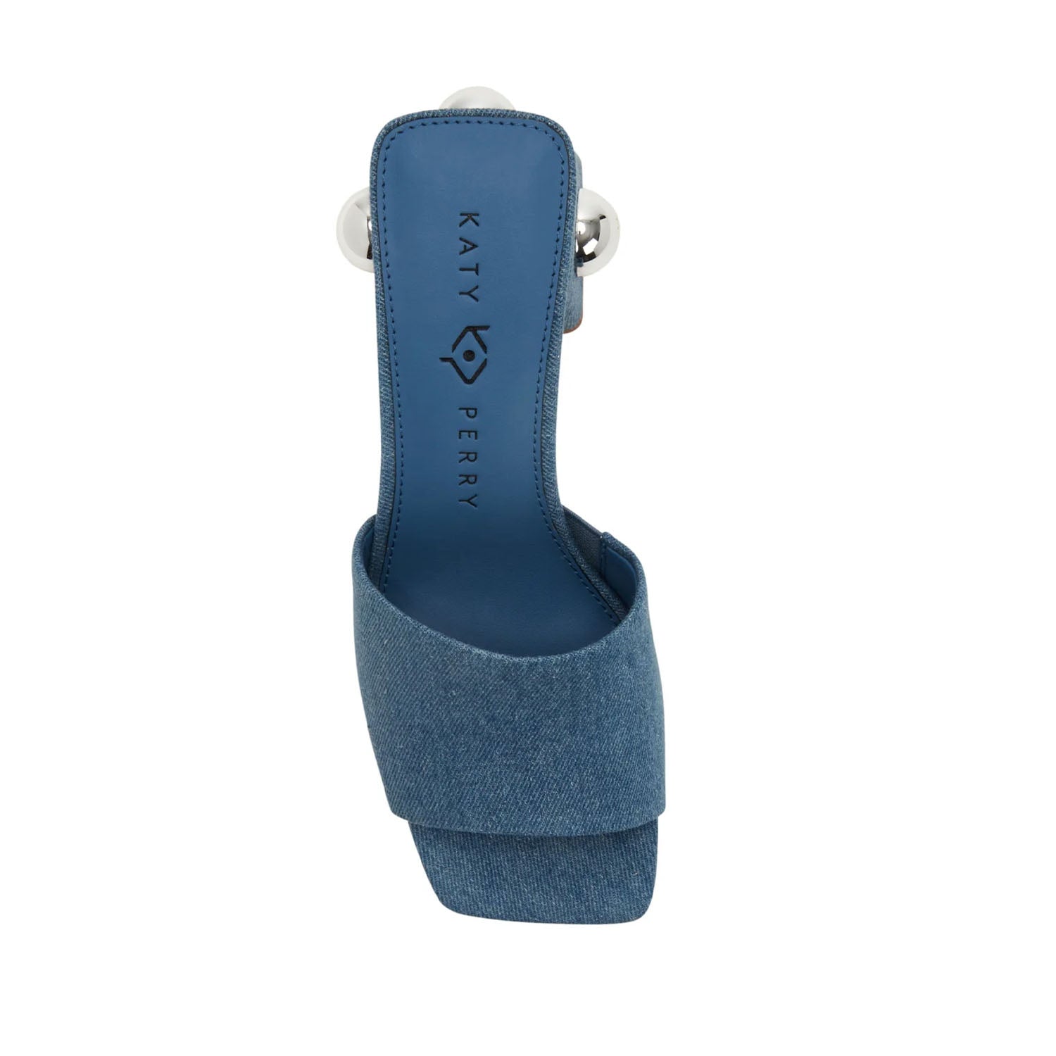 Katy Perry Women's Denim Blue Gem Stud Slide Sandals - Comfortable Casual Shoes for Summer Outings & Beach Vacations