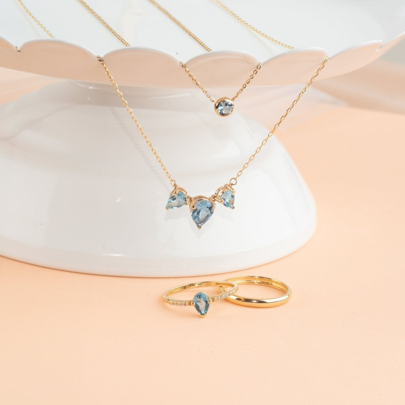 10k Yellow Gold Teardrop Swiss Blue Topaz Necklace for Women - Elegant Jewelry Gift for Birthday, Anniversary & Special Occasions
