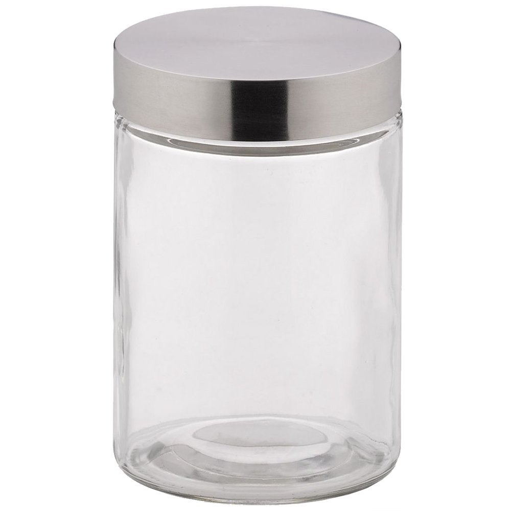 Kela Bera Airtight Storage Jars Set - 1.2L Glass & Stainless Steel Containers for Kitchen Pantry Organization | Transparent & Silver | Perfect for Dry Food, Coffee, Tea, Spices, and Baking Ingredients Storage