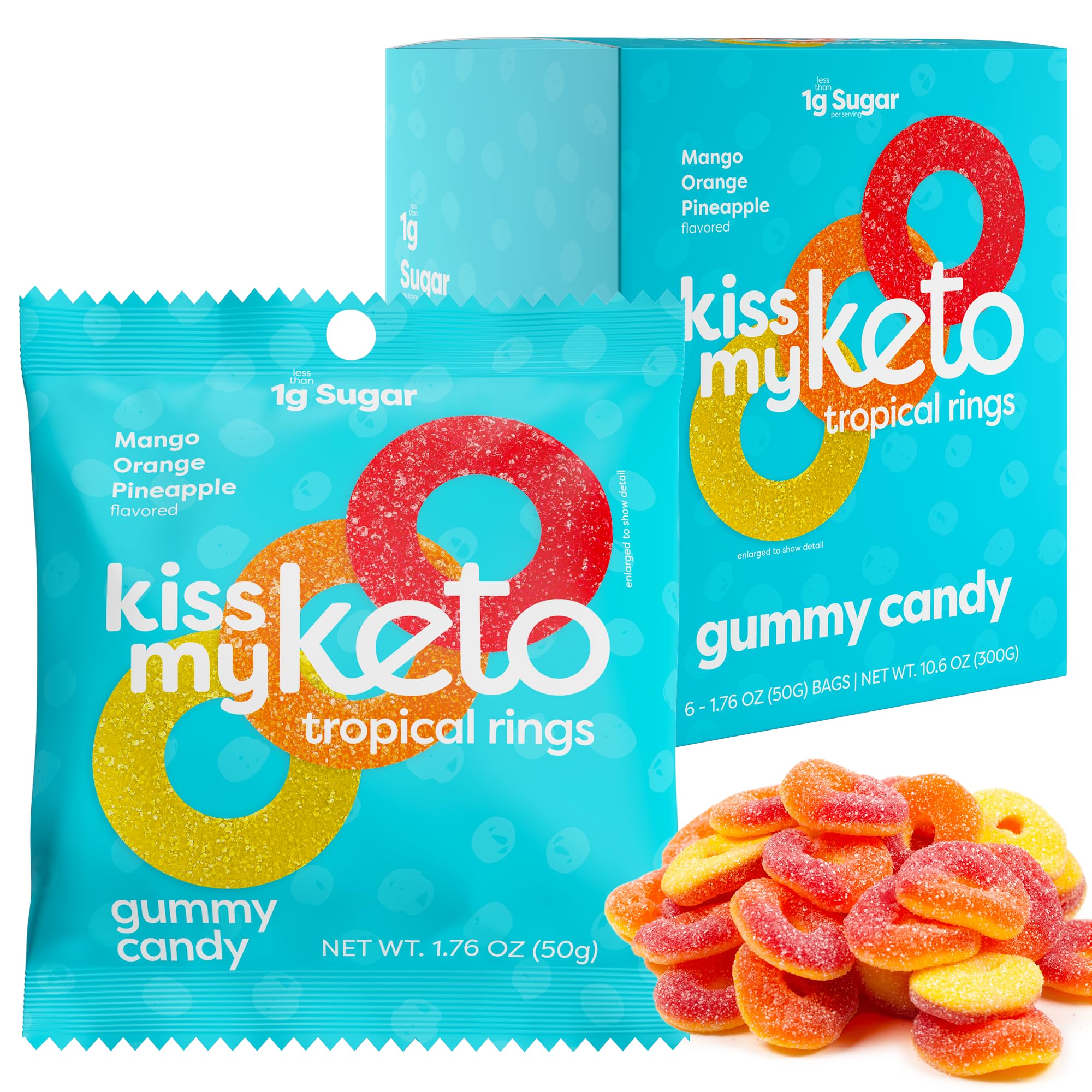 Keto Gummy Rings - Low Carb Vegan Snack for Energy & Weight Loss (6-Pack)