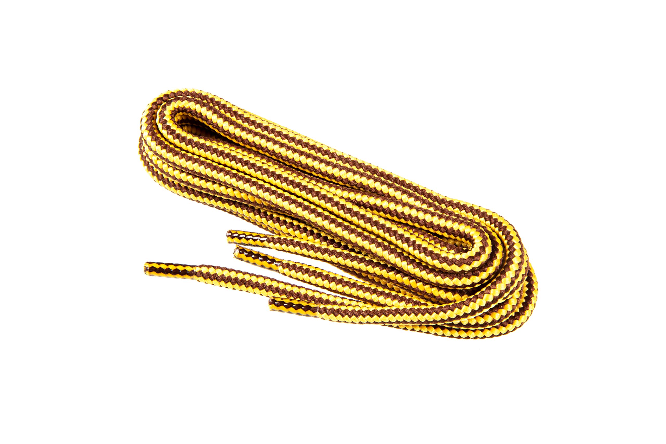 Durable Round Work Boot Shoe Laces (Yellow Brown, 47 Inch/120cm) - Heavy Duty for Construction, Hiking & Outdoor Activities