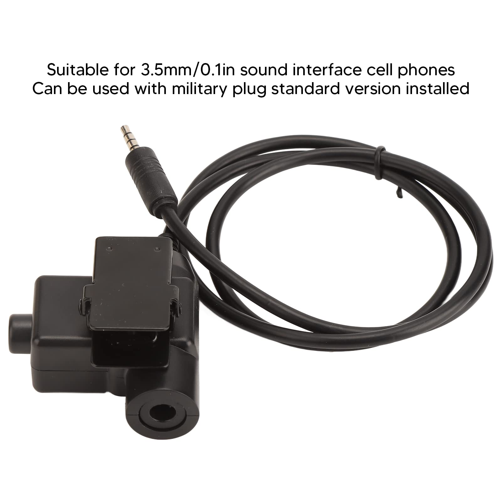 U94 PTT Tactical Headset Adapter with 3.5mm/0.1in Plug - Military-Grade Communication Cable for Two-Way Radios & Cell Phones - Durable Flexible Design for Outdoor, Airsoft & Tactical Operations