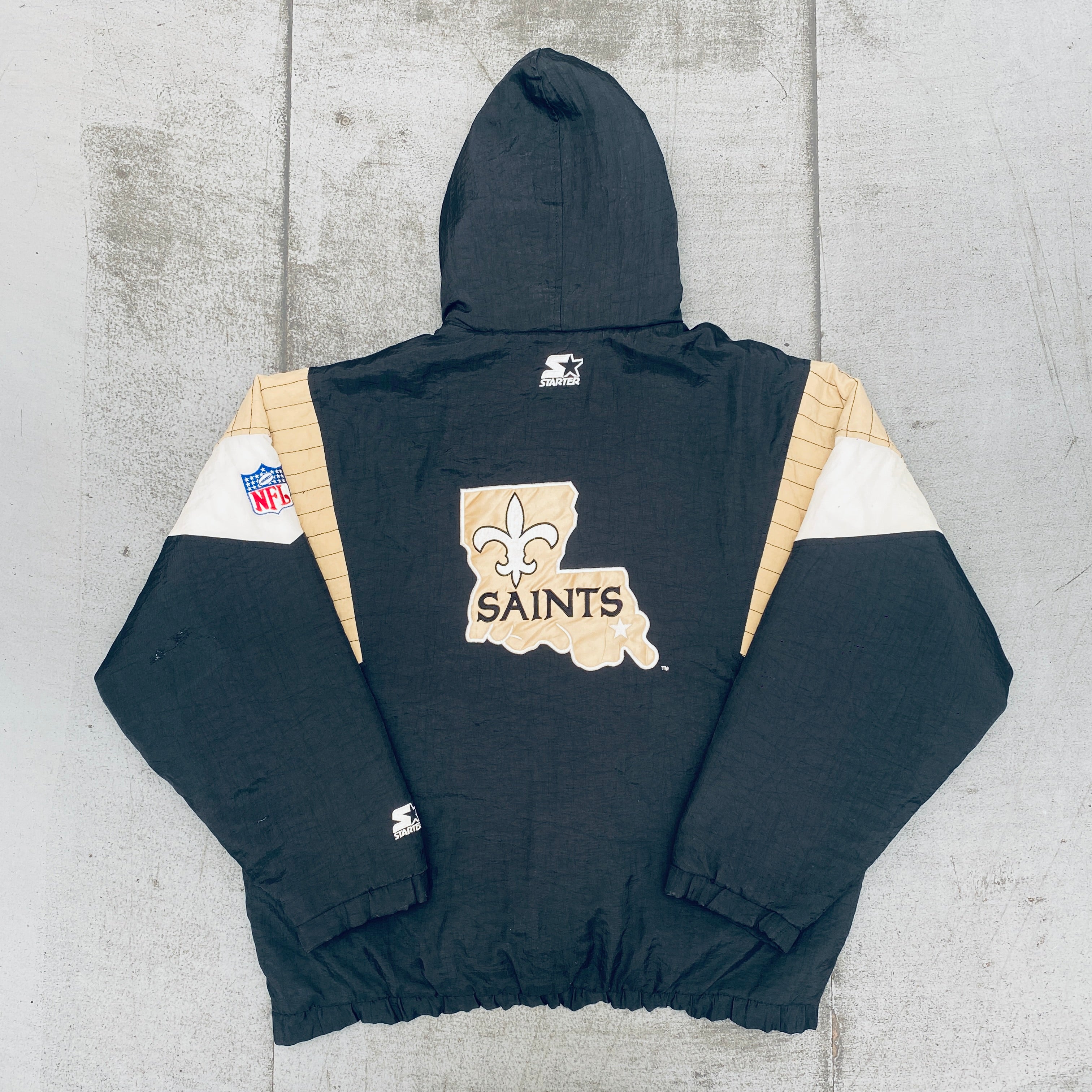 New Orleans Saints 1990s 1/4 Zip Proline Starter Breakaway Jacket - XL | Vintage NFL Football Pullover for Men | Perfect for Game Day, Tailgating & Saints Fan Collection