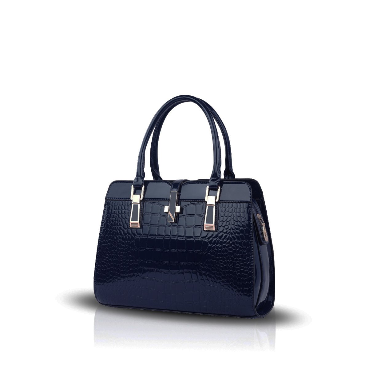 Nicole&Doris Women's PU Leather Shoulder Bag - Stylish Crossbody Messenger Purse with Zipper, Tote Handbag for Daily Use, Work & Travel (Navy Blue)