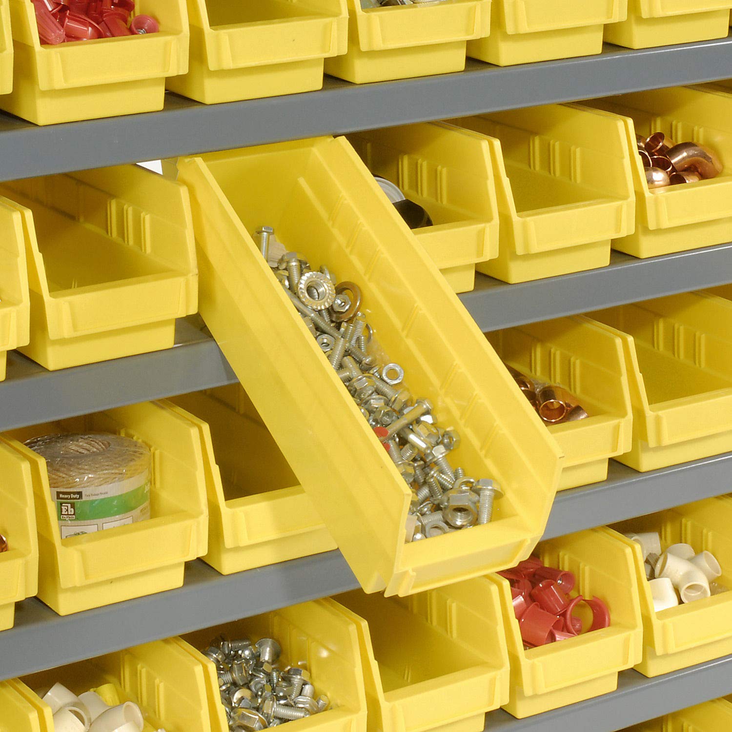Global Industrial 7-Shelf Steel Shelving Unit with 48 Plastic Bins (4