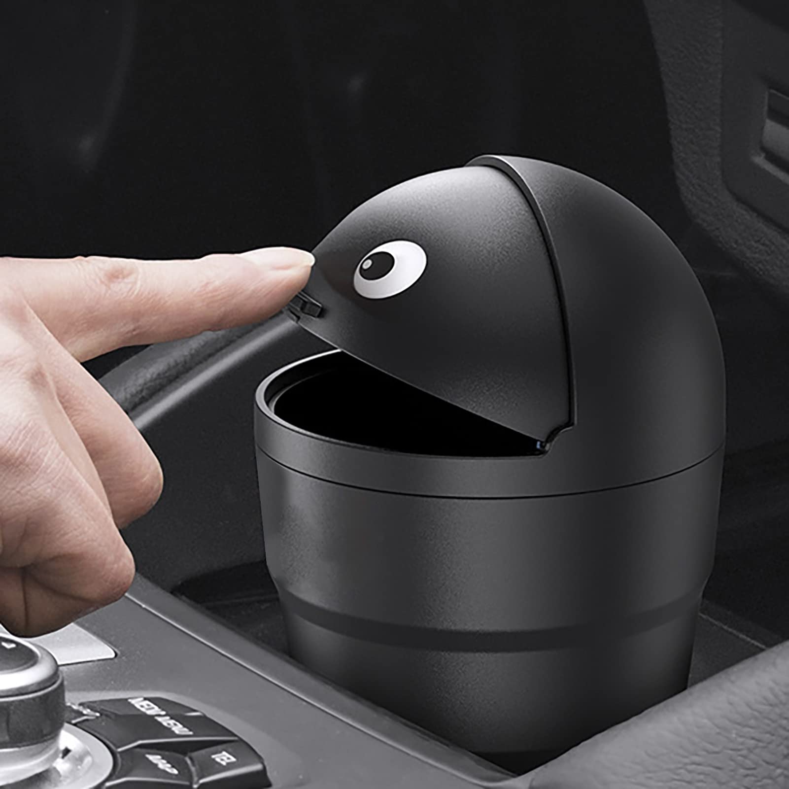 Leakproof Car Trash Can with Swing Lid - Mini Automotive Garbage Bin for Vehicles, Home & Office - Portable Desktop Waste Basket for Kitchen, Vanity, Bedroom & Bathroom (Black) | Perfect for Road Trips, Daily Commute & Home Organization