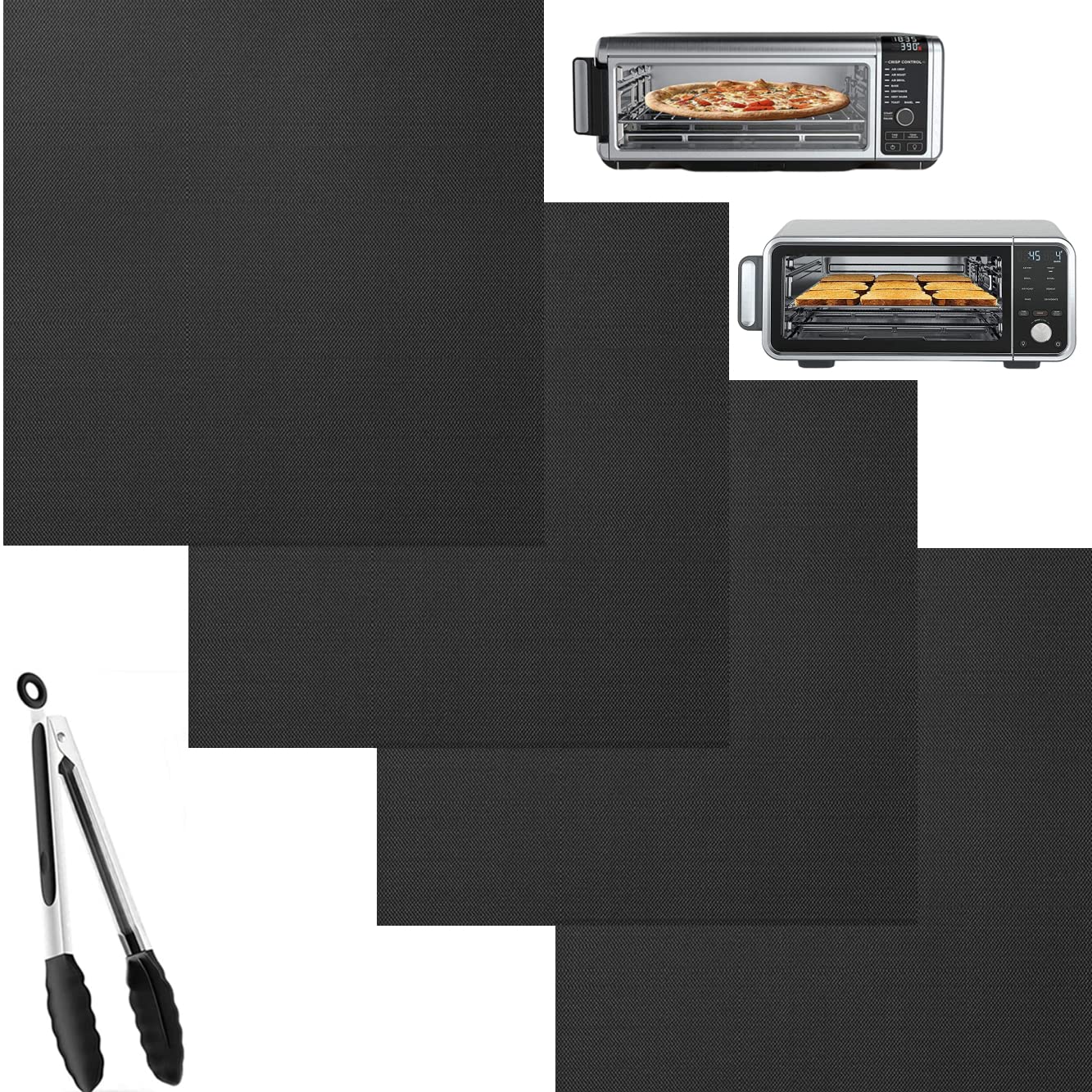 4 Pack Nonstick Air Fryer Oven Liners - Reusable Baking Mats Compatible with Ninja SP101/SP201 Foodi, Toaster & Microwave Ovens - Perfect for Gas & Electric Ovens - Ideal for Baking, Roasting & Air Frying