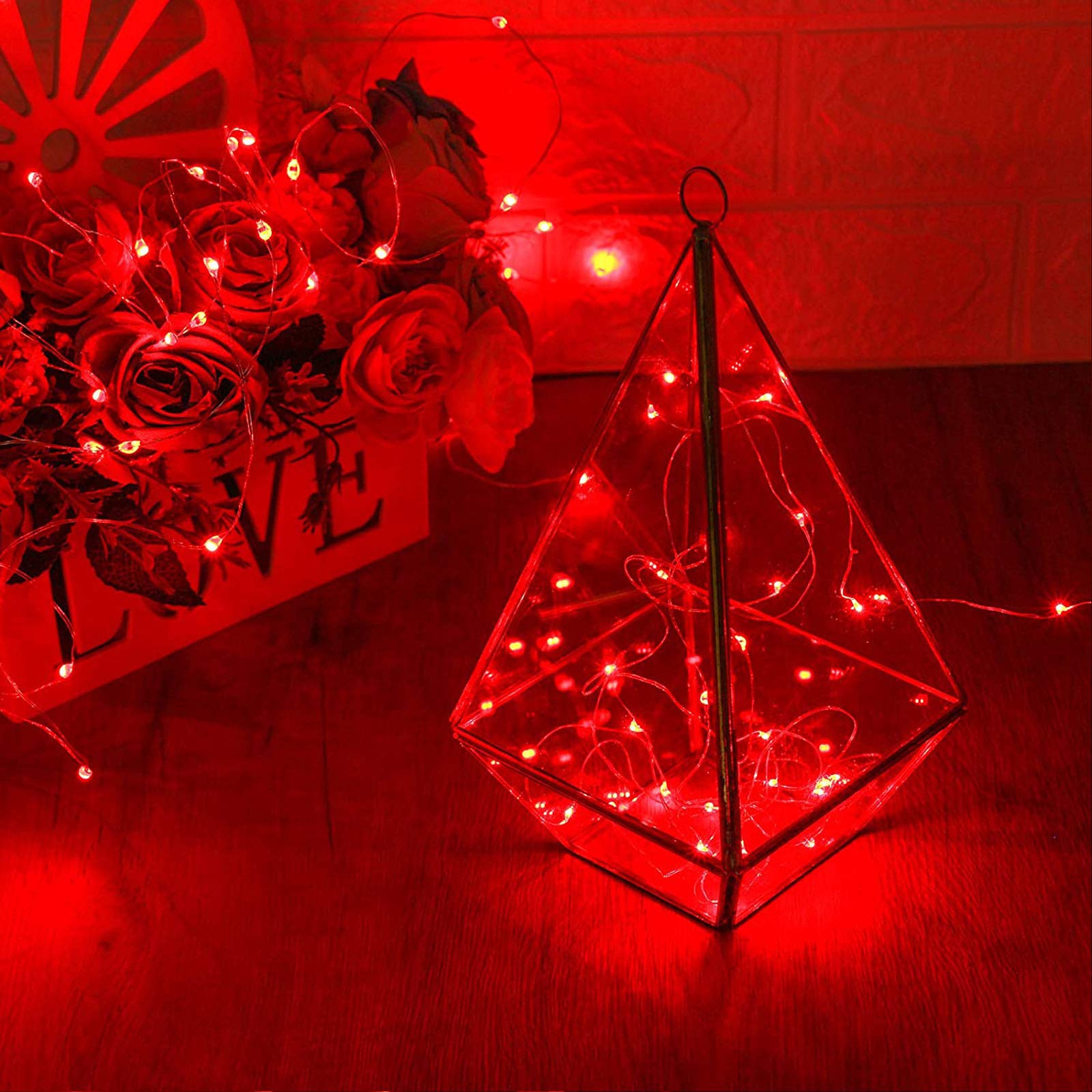 RUICHEN 33 Ft 100 LED Silver Wire Fairy Lights with Spool - Plug in Indoor/Outdoor String Lights for Bedroom, Wedding, Party, Garden & Christmas Decorations