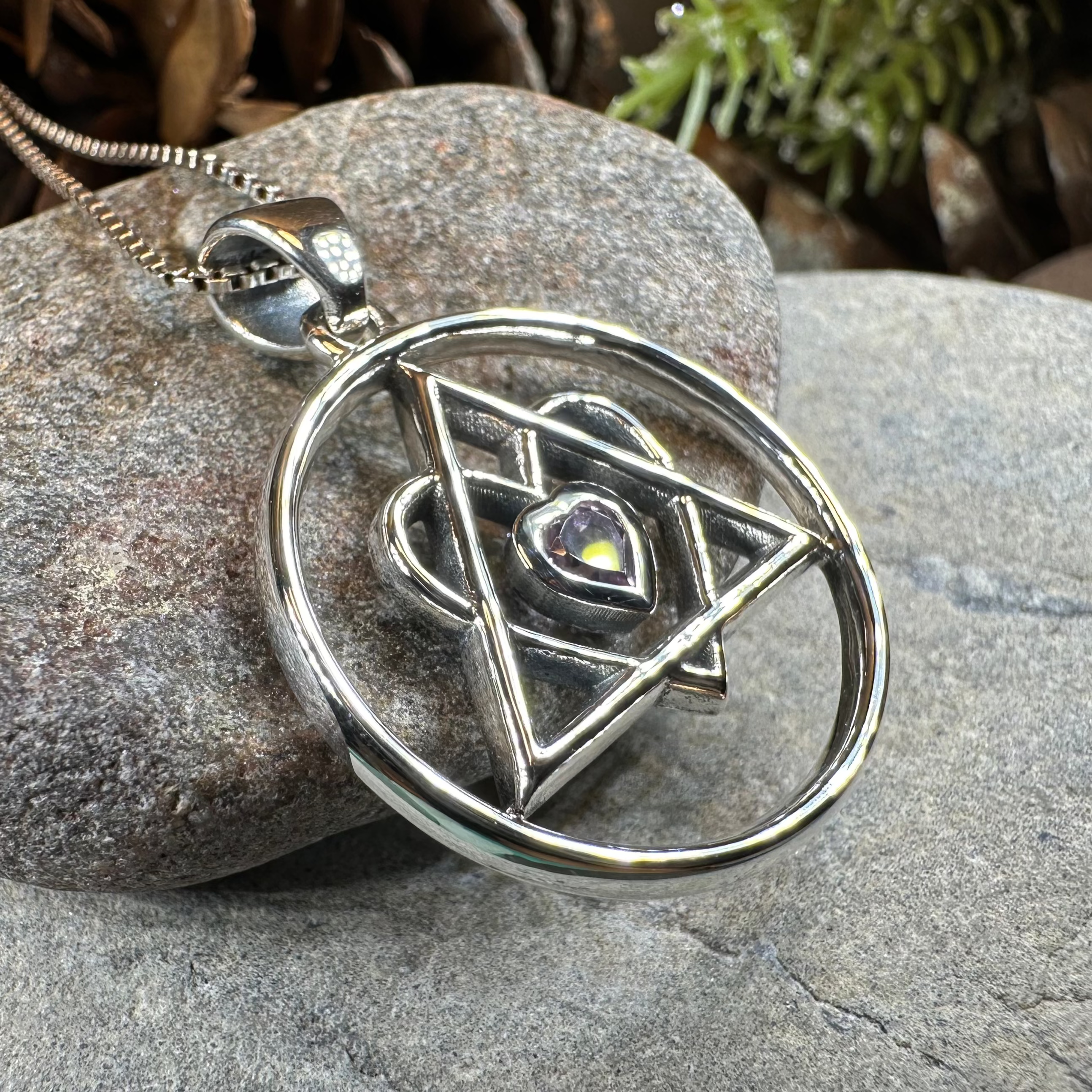 AA Sobriety Necklace - Genuine Amethyst Heart Pendant for Recovery & Support | Spiritual Healing Jewelry for Women & Men | Perfect Sobriety Gift for 12-Step Programs