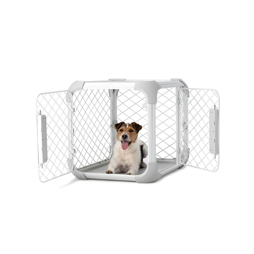 DIGGS Evolv Slim & Durable Dog Crate with Removable Ceiling Panel - Modular Design Pet Kennel for Small Dogs (Ash) - Perfect for Home, Travel & Vet Visits