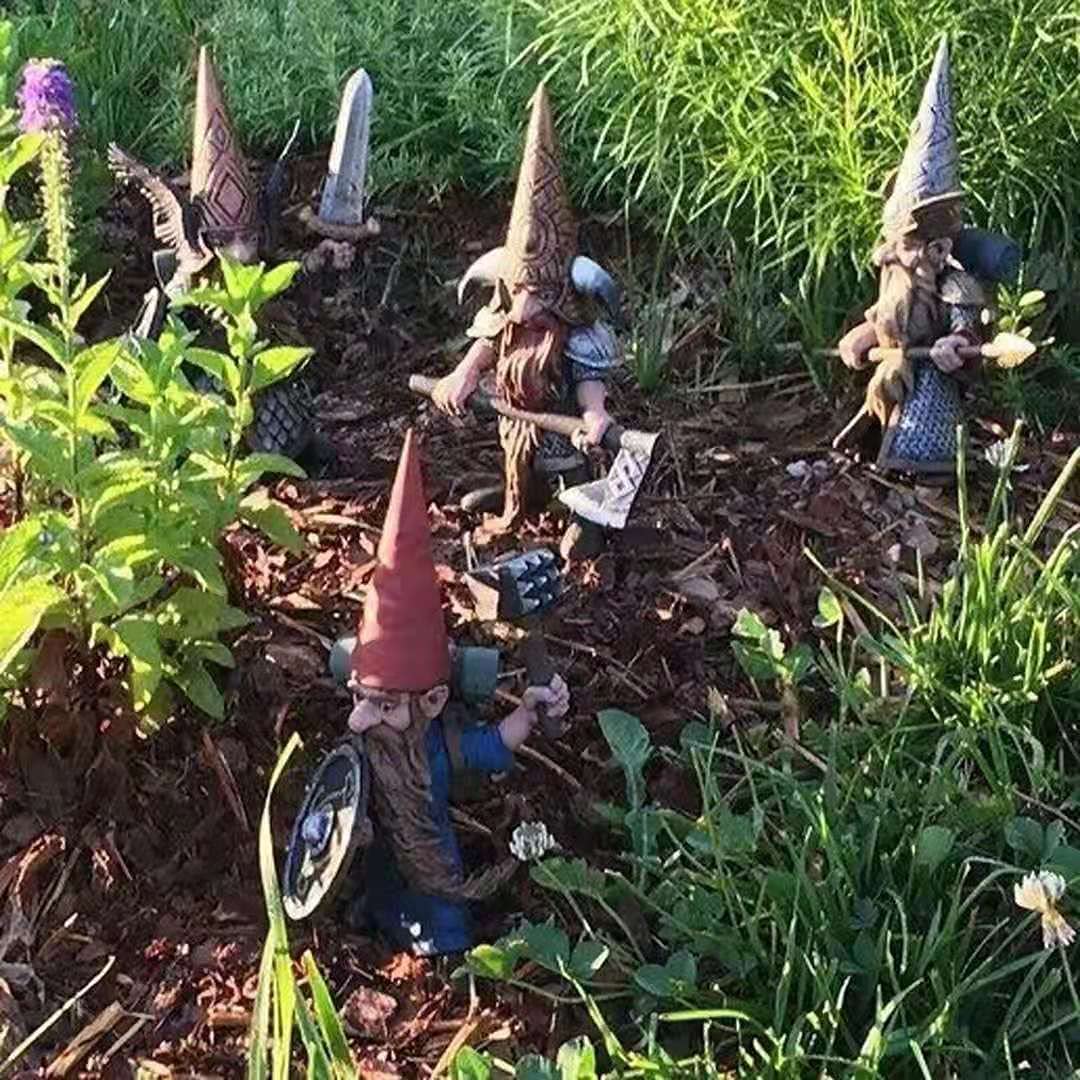 Medieval Warrior Garden Gnome Statue - Resin Outdoor Decor for Yard & Garden Clearance - Perfect for Fantasy Themed Gardens, Halloween Decor, and Unique Home Landscaping