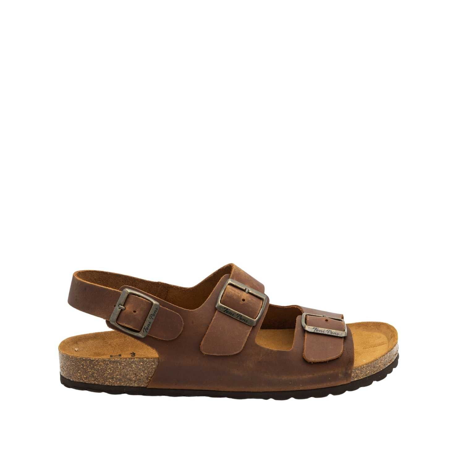 Men's Genuine Leather Sandal with Double Buckle Strap - Comfortable Casual & Outdoor Walking Shoes for Summer Beach Vacation and Daily Wear - Gil PE
