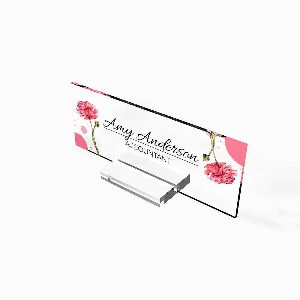 Personalized Office Desk Name Plate - Custom Back to School Sign for Home & Office Decor - Tropical Pink Nameplate (8”x3”) - Perfect for Teachers, Students & Professionals