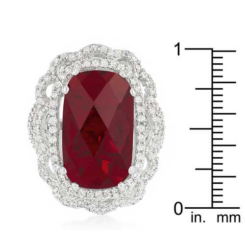 Elegant Red Cocktail Crest Ring for Women - Vintage Style Statement Jewelry for Parties, Weddings & Special Occasions