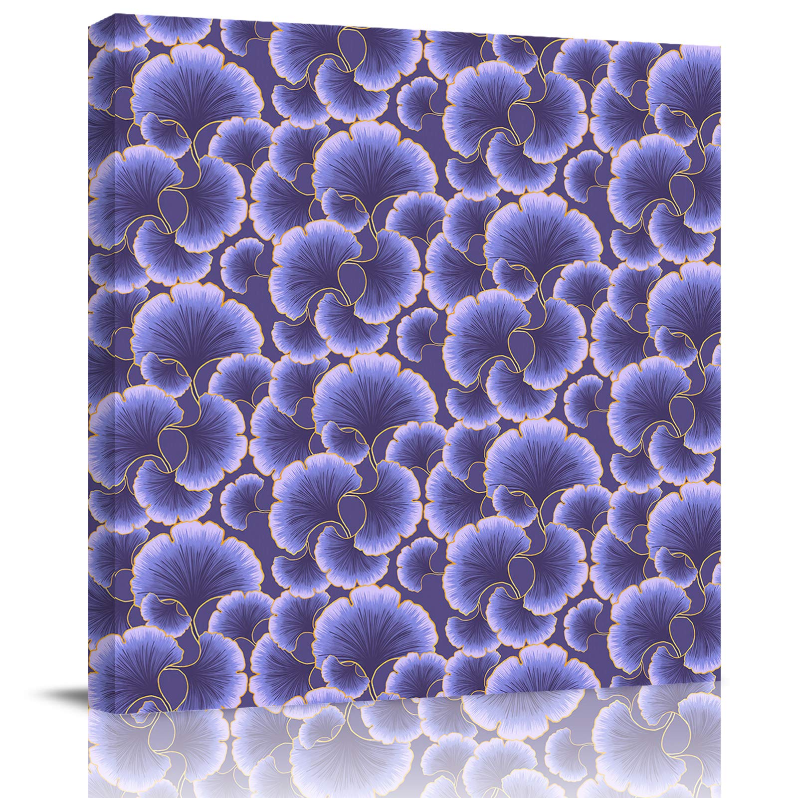 Ginkgo Biloba Purple Canvas Wall Art - Framed Bathroom Decor Painting for Living Room, Kitchen & Office | Ready to Hang Home Decor | Perfect for Spa Retreats & Modern Interior Design