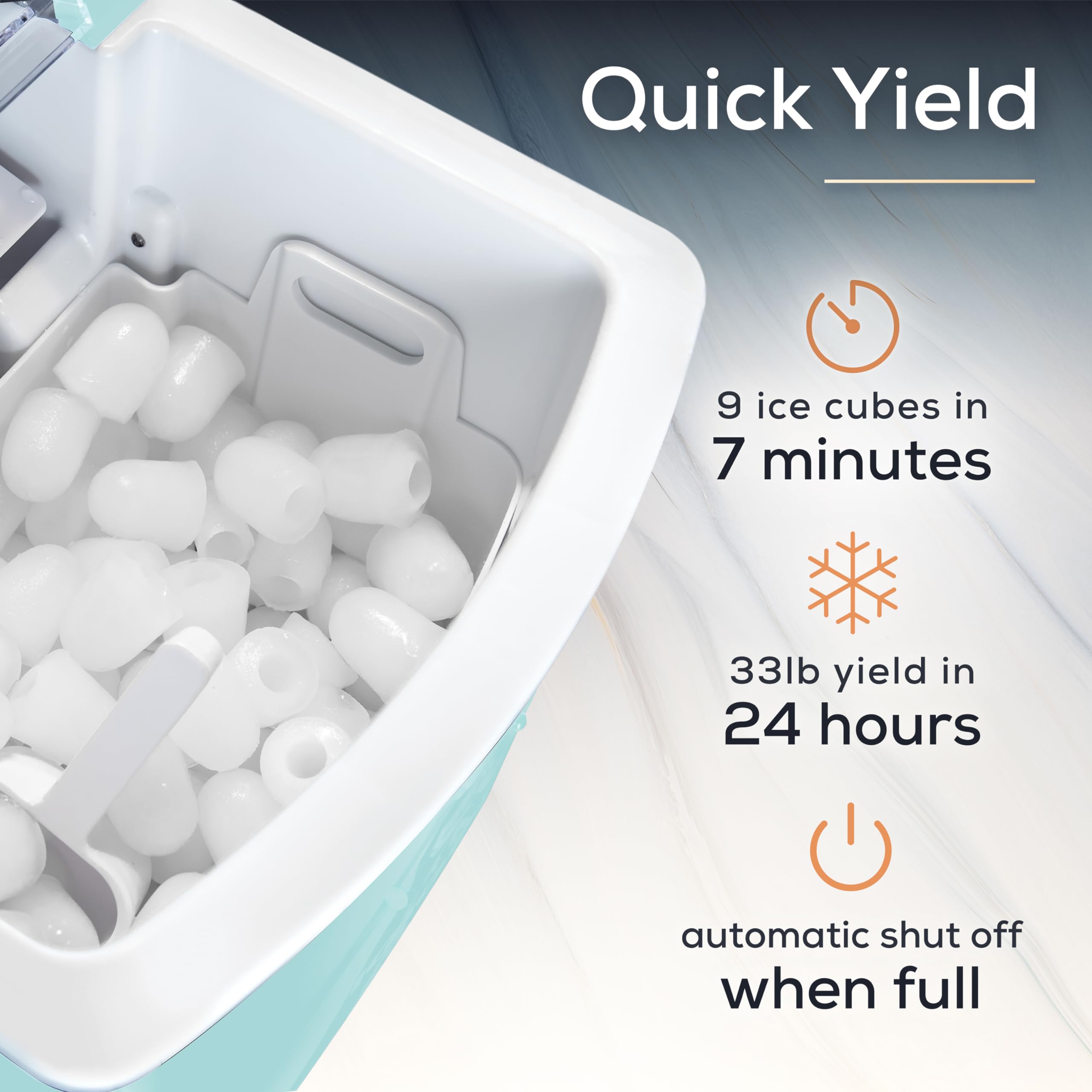 Igloo Electric Countertop Ice Maker Machine - Automatic Portable Ice Cube Maker with Scoop & Basket - Makes 33 lbs of Ice in 24 Hours - Perfect for Iced Coffee, Cocktails, Parties & Home Bars (Aqua)