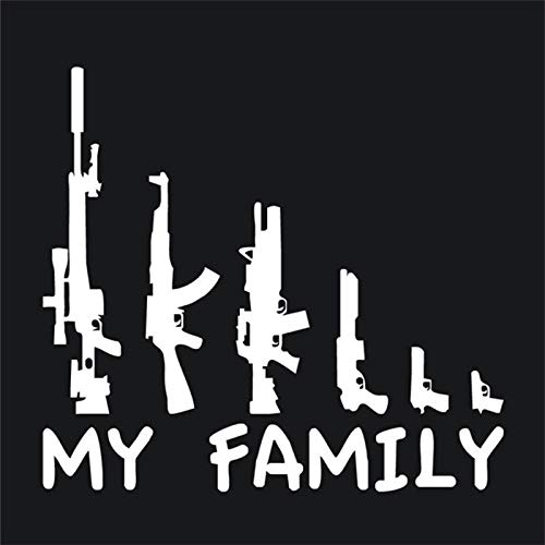 Gun Vinyl Decal Sticker - Family Assault Rifle Design for Car Windows, Trucks, Bumpers & Laptops - White - Perfect for Patriotic Car Accessories & Hunting Enthusiasts