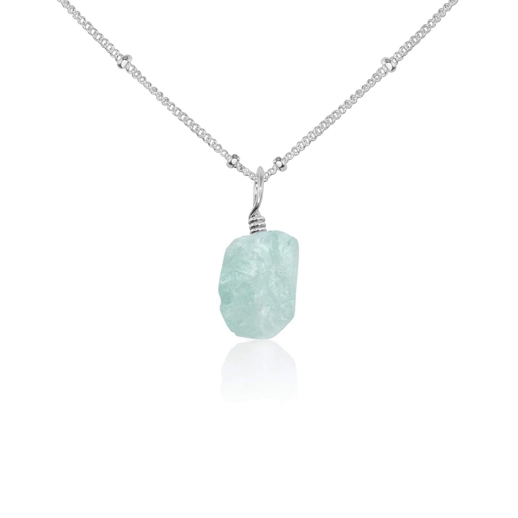 Natural Tiny Raw Aquamarine Pendant Necklace - Handmade Gemstone Jewelry for Women - Perfect for Everyday Wear, Gift Giving & Spiritual Healing