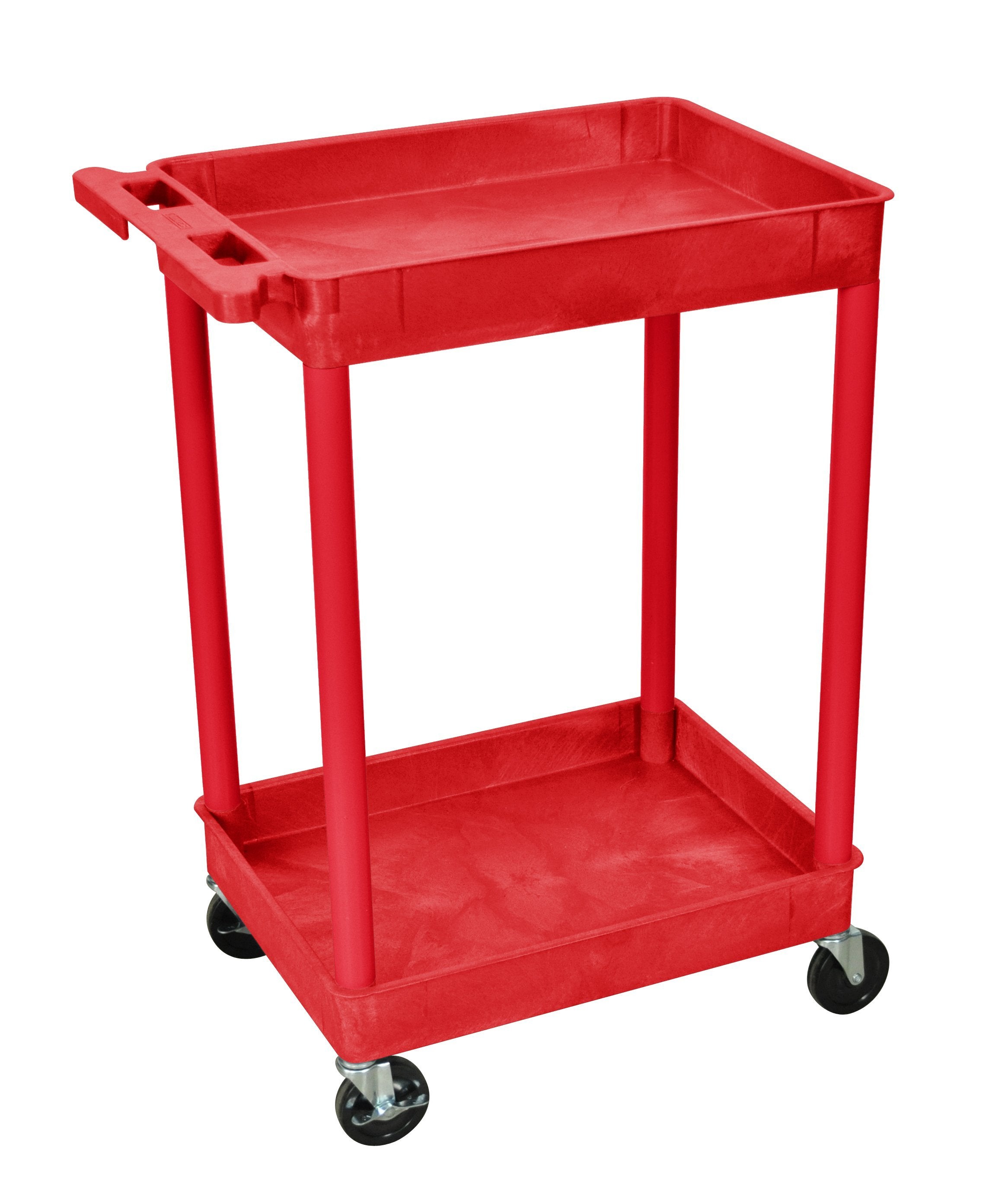 Luxor 2-Shelf Rolling Utility Cart in Red - Perfect for Kitchen, Bathroom, or Office Organization
