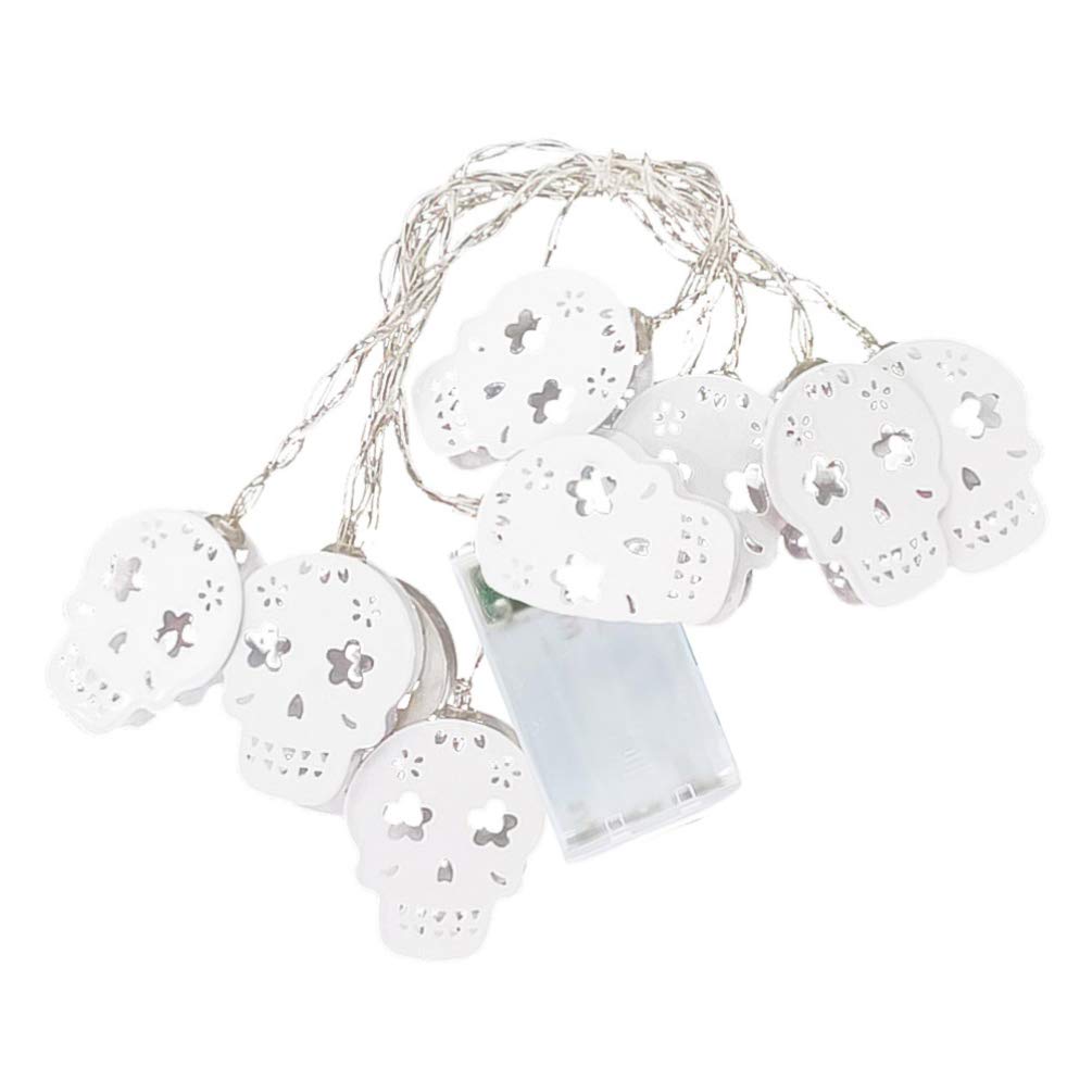 3pcs Skull Fairy Lights - Skeleton LED String Lights for Halloween, Dia de Los Muertos Party Decor - Battery-Free Iron Sugar Style - Perfect for Indoor/Outdoor Home, Garden & Event Decorations