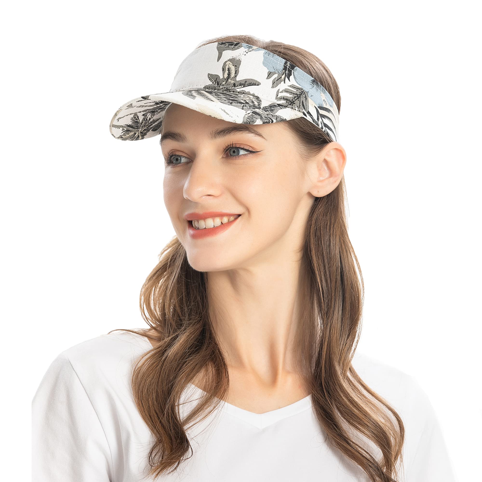 ZLYC Custom Printed Sports Sun Visor Hats for Women & Girls - UV Protection Running Golf Tennis Outdoor Activities