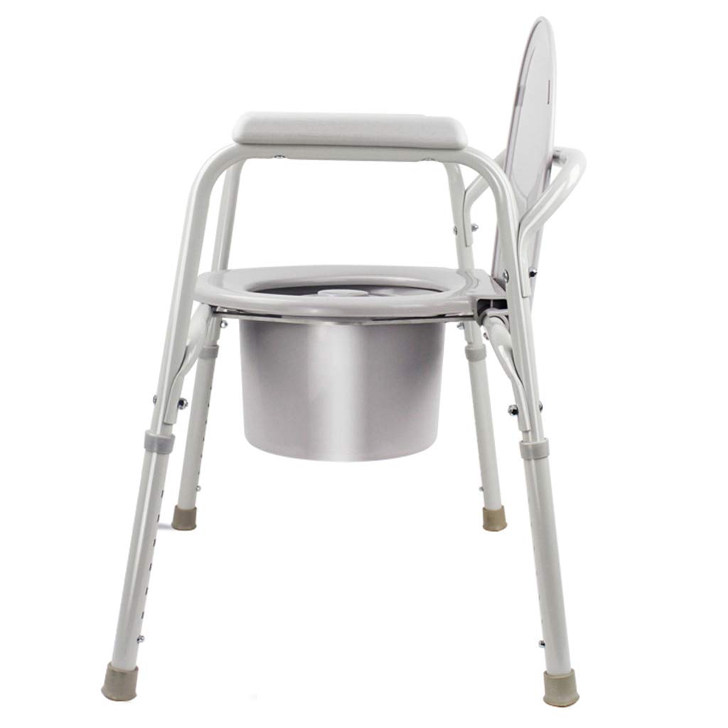 Heavy Duty Adjustable Steel Folding Commode Toilet Chair with Bucket & Splash Guard - Medical Safety Frame for Elderly & Disabled - Ideal for Home Care, Post-Surgery Recovery & Bathroom Safety