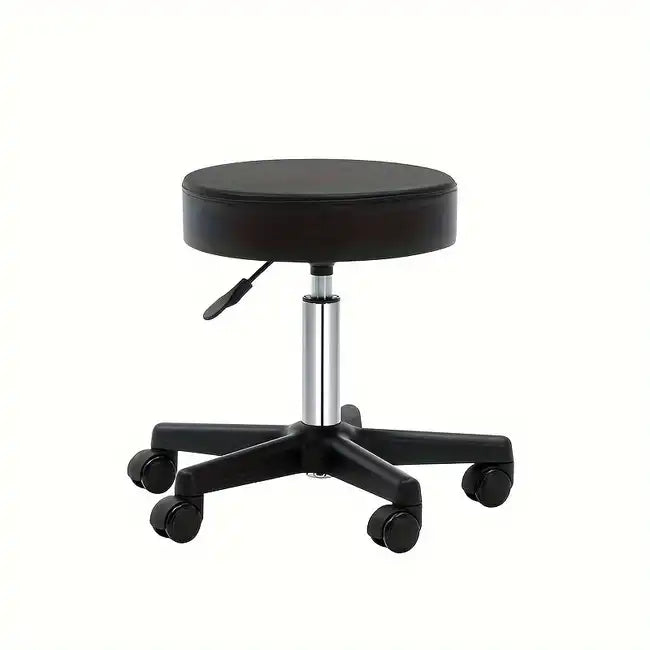 Professional Beautician Stool with Black Seat & Legs - Adjustable Salon Stool for Hairdressers, Makeup Artists & Tattoo Artists - Perfect for Salons, Spas & Home Use