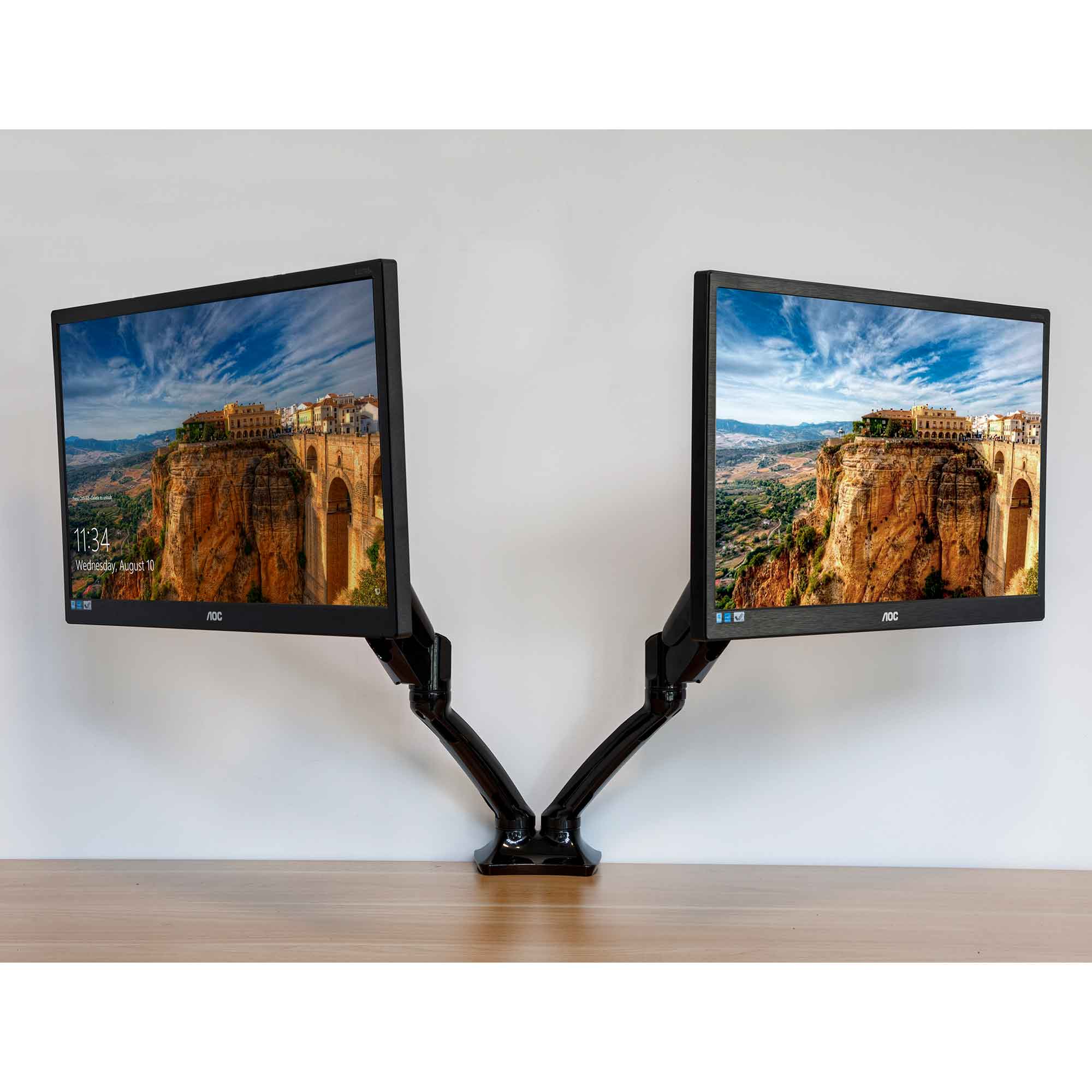 Dual Monitor Mount Stand - Adjustable & Rotating Arms for 10-27 Inch Screens, Heavy Duty 9kg Load Capacity, Black (DH25) - Perfect for Home Office, Gaming Setup & Workspace Ergonomics