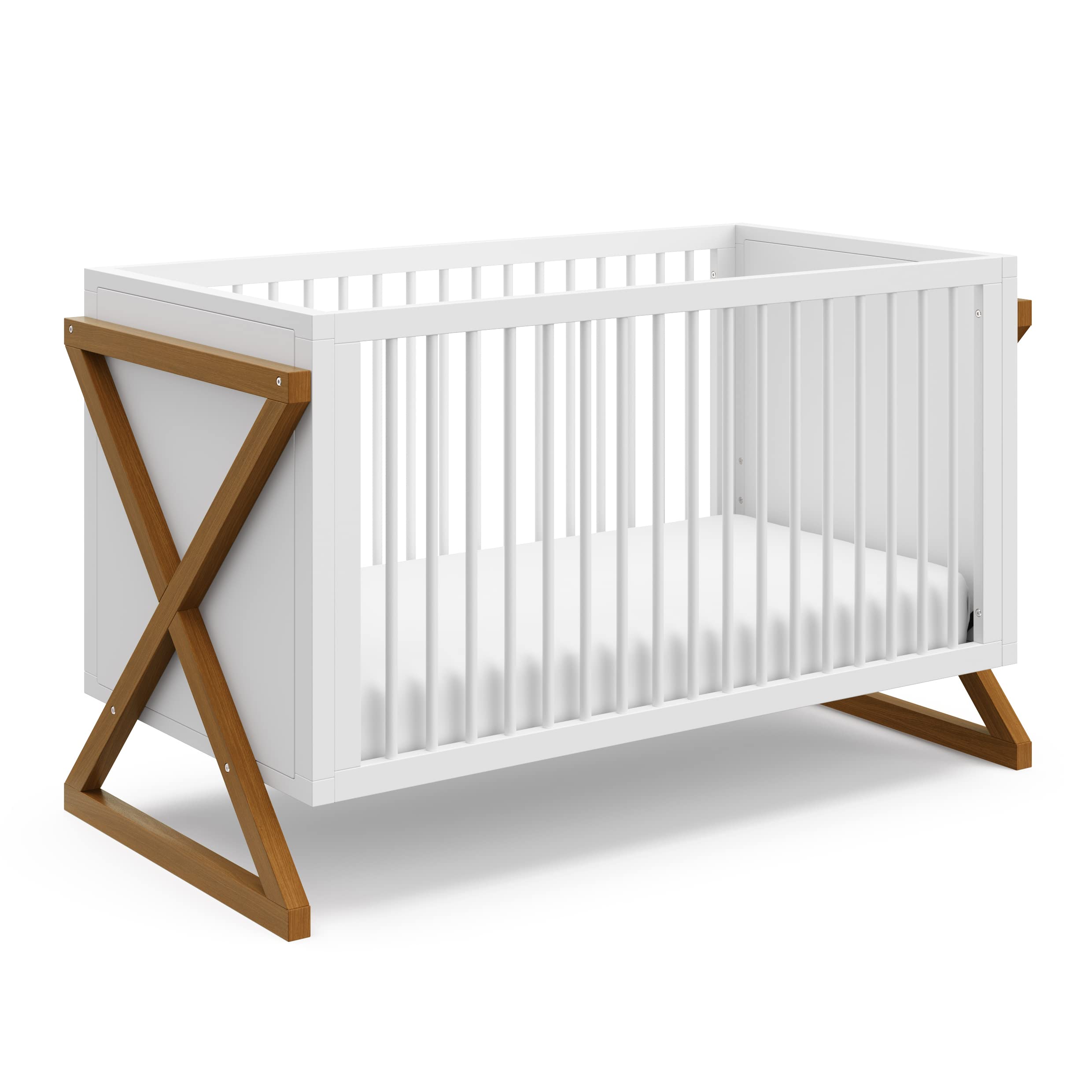 Storkcraft Equinox 3-in-1 Convertible Crib in Vintage Driftwood - Converts to Toddler Bed & Daybed with 3-Position Adjustable Mattress Base | Modern Two-Tone Nursery Furniture for Baby & Kids Bedroom | Safe & Stylish Infant Sleeping Solution