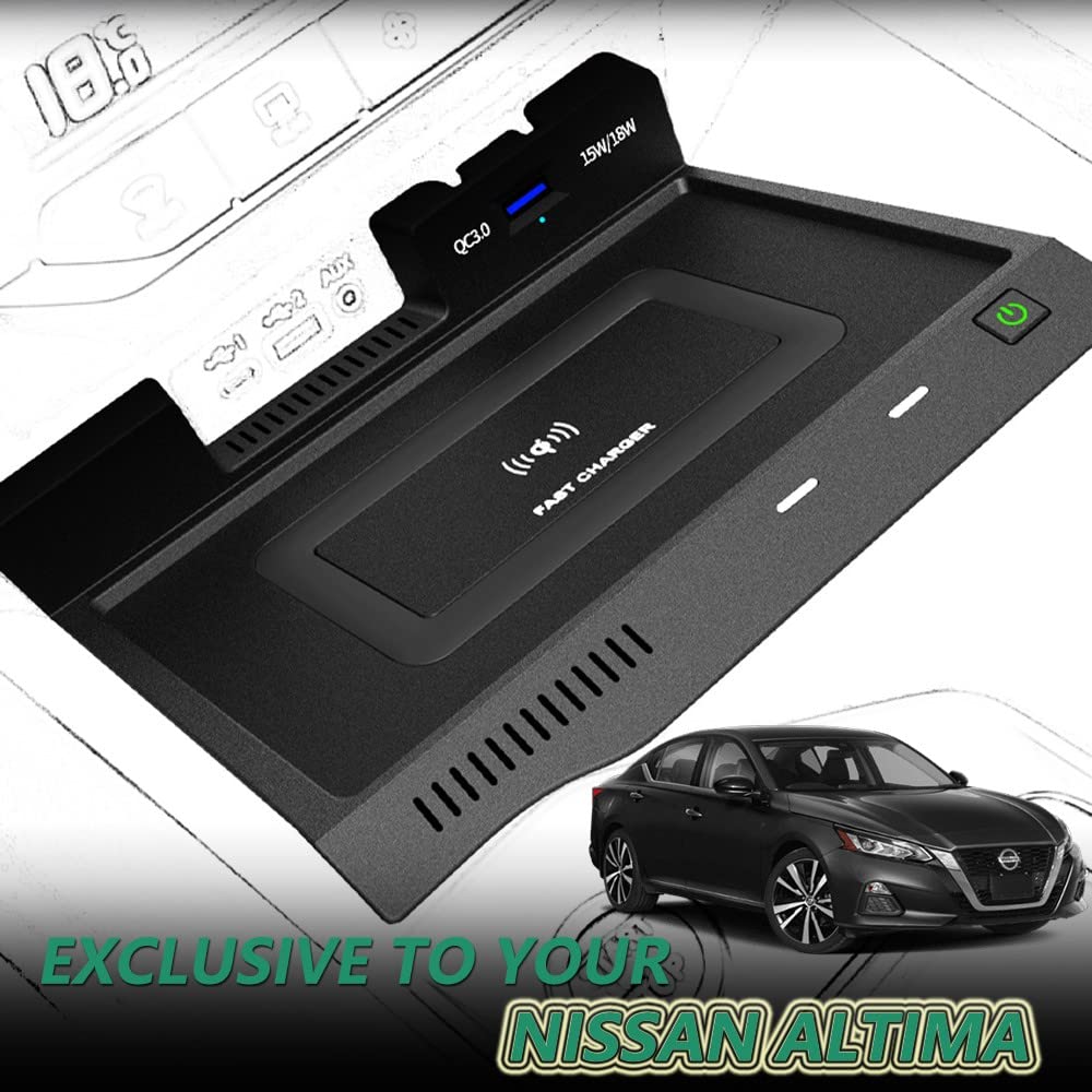 15W Qi Fast Wireless Car Charger for Nissan Altima 2019-2022 - Compatible with L34 Style/S/SR/SV/SL/Platinum/VC-Turbo Models - Perfect for Hands-Free Charging While Driving