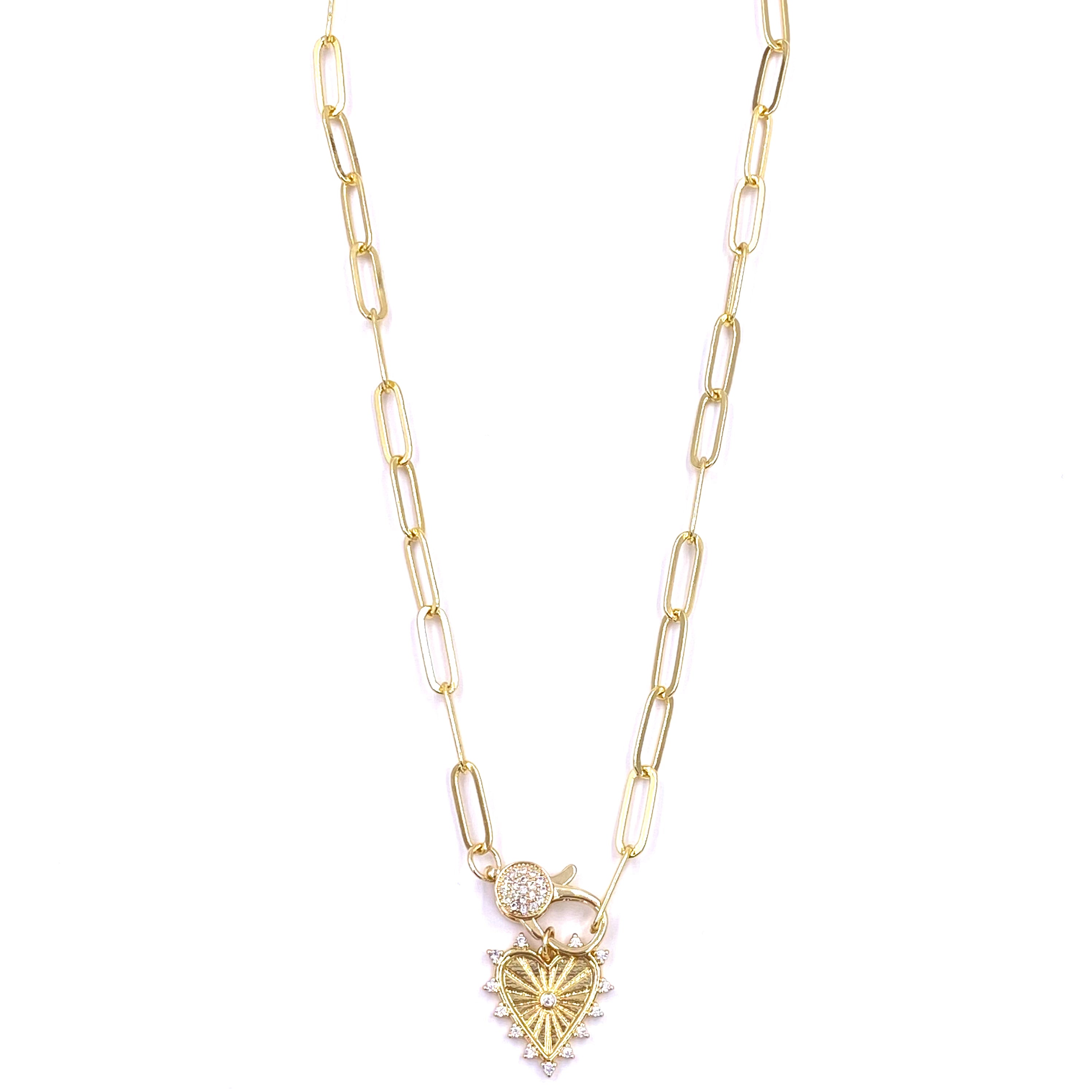 Ashley Gold Stainless Steel Gold Plated CZ Lobster Clasp Necklace with Heart Pendant - Elegant Jewelry for Women, Perfect for Valentine's Day Gifts, Anniversaries & Special Occasions