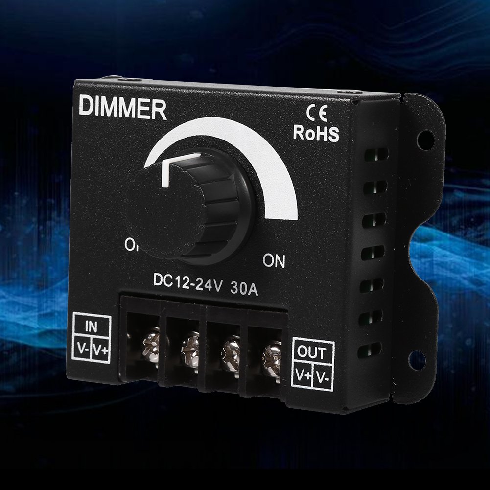 12V-24V LED Dimmer Switch PWM Controller - Adjustable Brightness Knob for LED Strip Lights, Home & Office Lighting, DIY Projects - Perfect for Bedroom, Kitchen, Cabinet, and Decorative Lighting