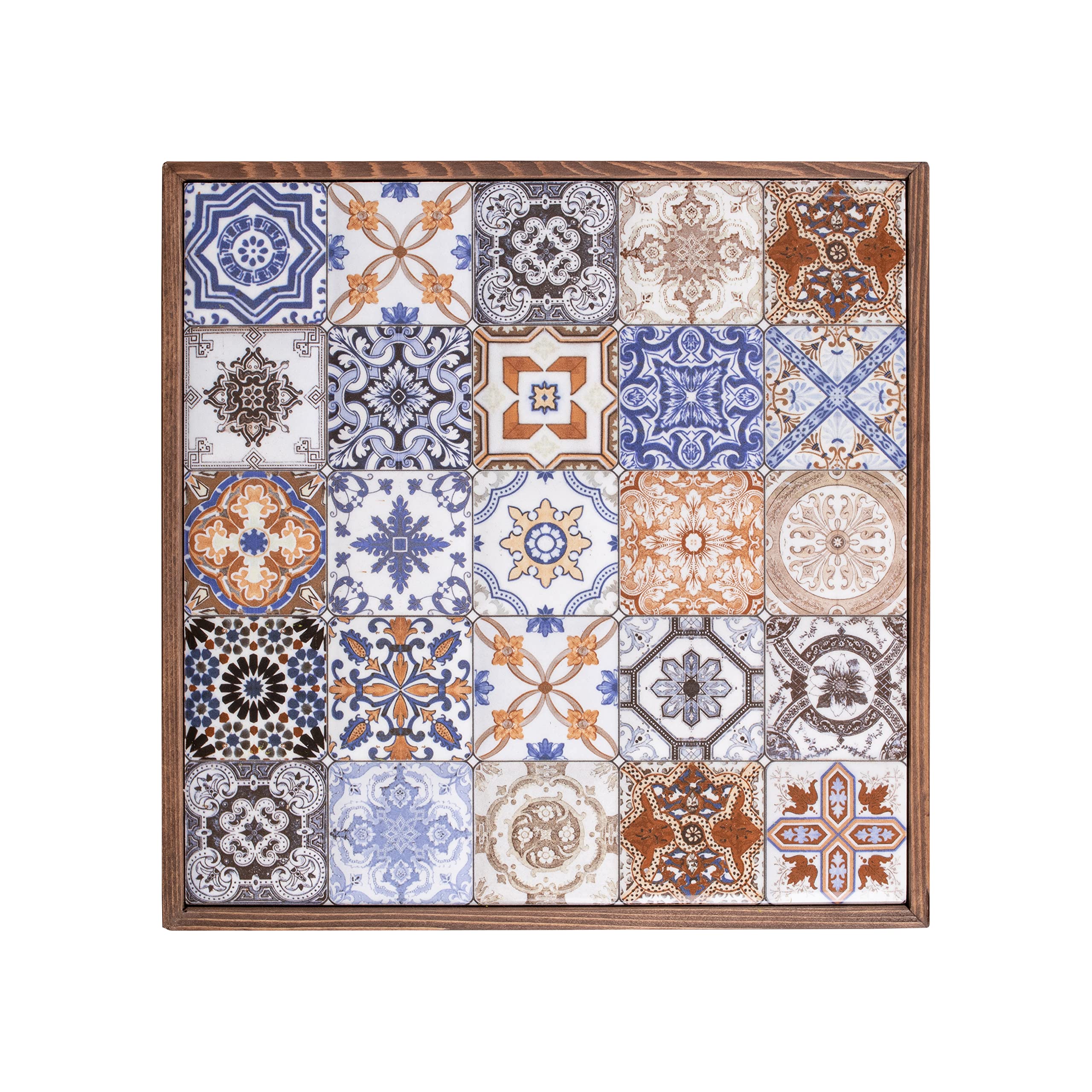 Comfyt Side Table - Solid Wood Coffee Table with Mexican Tile Top, Ceramic End Table for Living Room, Bedroom & Home Decor | Nightstand, Bedside Table & Accent Table for Modern Homes