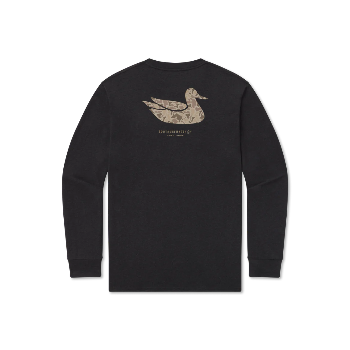 Southern Marsh Camo Duck Originals Long Sleeve T-Shirt for Men - Washed Graphite Casual Shirt | Hunting, Outdoor Adventures & Everyday Wear