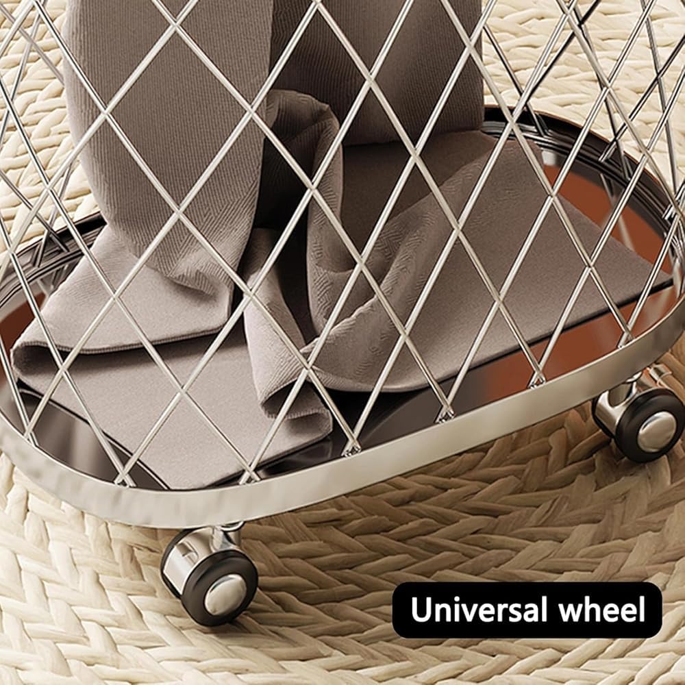 360° Rolling Laundry Hamper with Mesh Metal & Iron Frame - Foldable Dirty Clothes Hamper Basket with Wheels for Bathroom, Bedroom, Closet or Kids Toy Storage Organizer - Perfect for Home, Dorm & Apartment Use