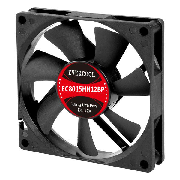 Evercool 80x80x15mm 12V PWM Cooling Fan with 4-Pin Connector - High Performance PC Case Fan for Computer, Gaming Rig & Server Cooling - EC8015HH12BP