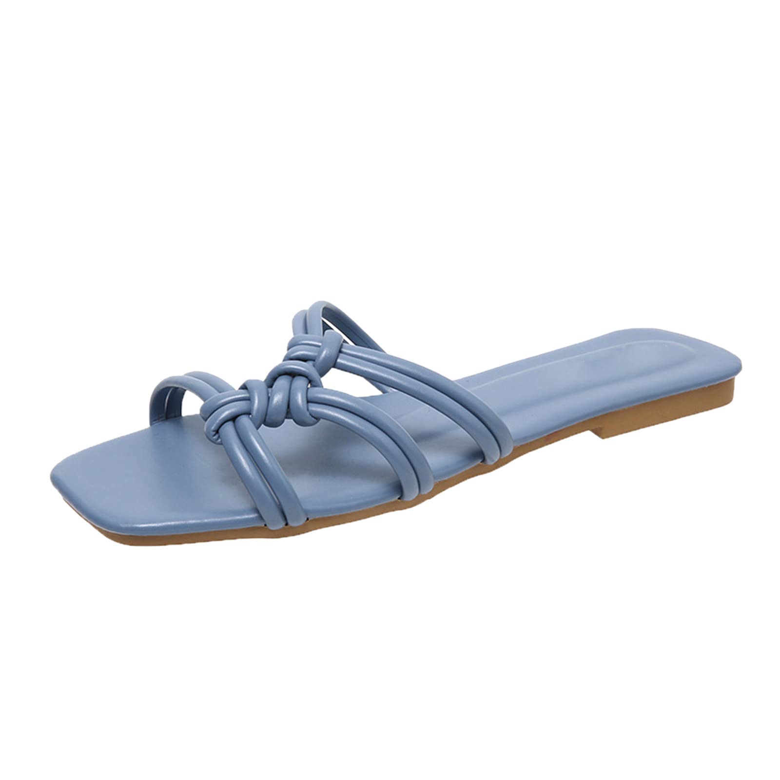 RUIY Women's Wide Width Fish Mouth Sandals - Size 11 Wide Comfortable Thin Flat Slippers with Adjustable Belt | Perfect for Beach, Pool, Spa & Indoor Wear