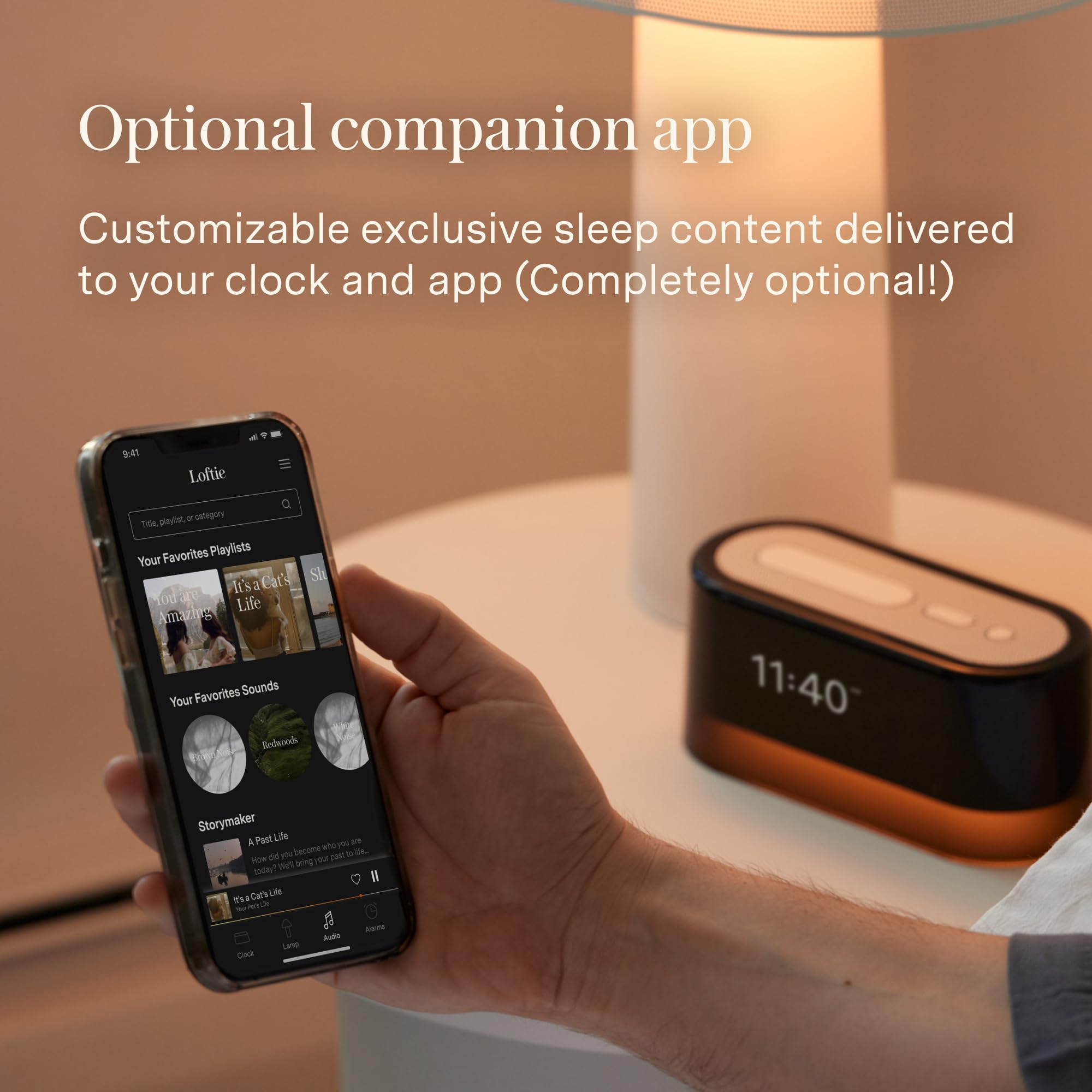 Loftie Smart Alarm Clock with Bluetooth Speaker, White Noise & Nightlight - Battery-Powered Bedroom Clock for Better Sleep (Black) | Perfect for Nightstands, Home Offices & Travel Use