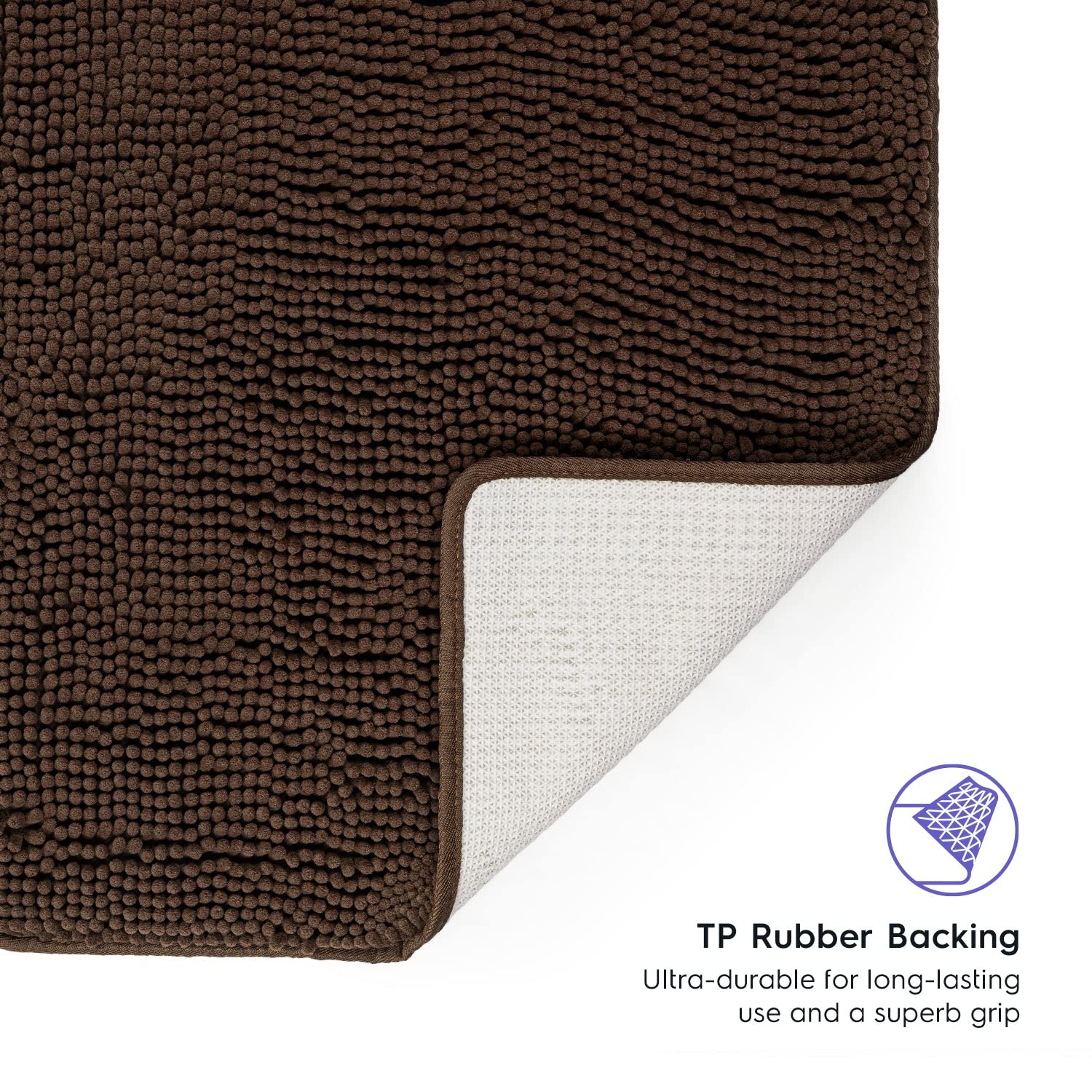 Premium Tafts Bathroom Rugs - Extra Thick Memory Foam Bath Mat with Ultra Soft Chenille Microfiber, Super Absorbent & Machine Washable Non-Slip Shaggy Bathroom Mat (27x47 Inches, Mocha Brown) - Perfect for Bathroom, Shower & Vanity Areas