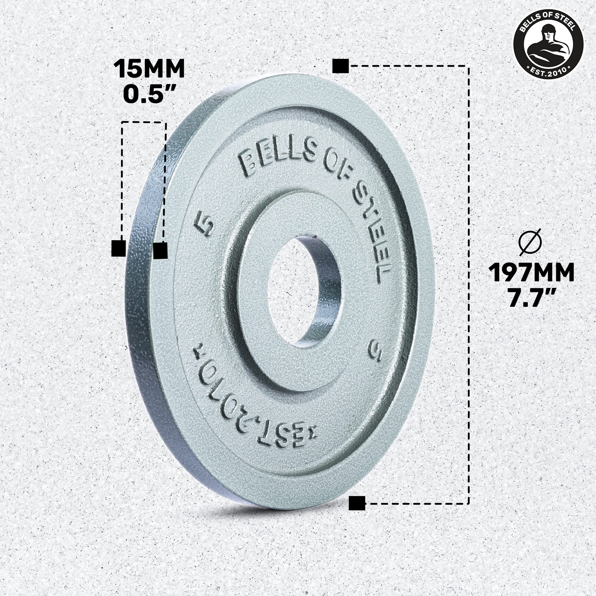 Bells of Steel Olympic Weight Plates - Cast Iron Machined Barbell Weights for Home & Commercial Gym Use - Strength Training Equipment for Deadlifts, Squats, Bench Press, Shoulder Press - Perfect for CrossFit, Powerlifting & Functional Fitness Workouts