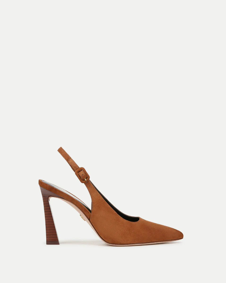 Callie Suede Slingback Pumps for Women - Comfortable Mid Heel Dress Shoes in Caramel Brown | Perfect for Office, Wedding & Evening Events