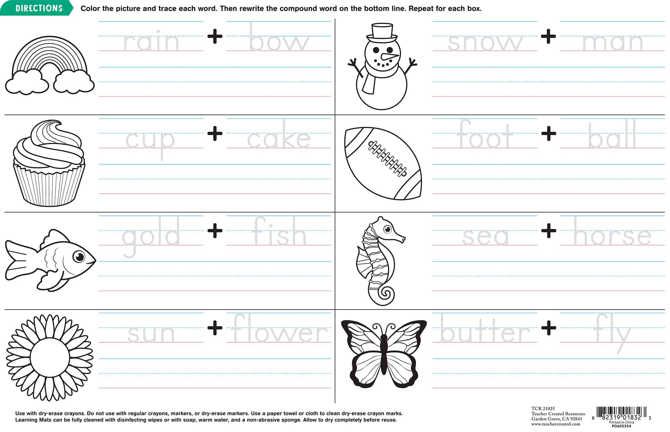 Educational Compound Words Learning Mat for Kids - Interactive Phonics & Vocabulary Activity for Classroom & Homeschool Use