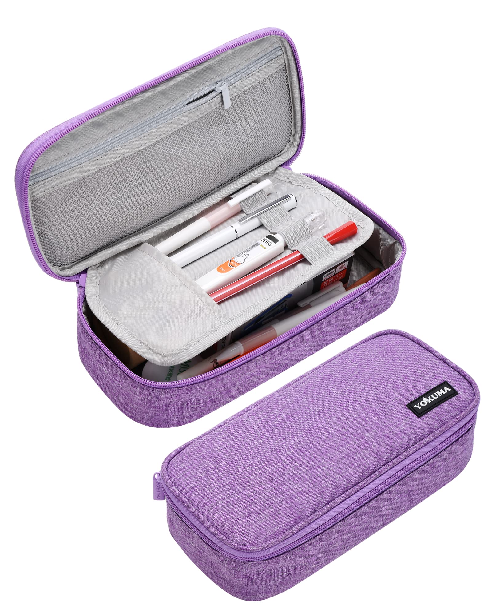 YOKUMA Large Capacity Aesthetic Zipper Pencil Case - School Supplies for College Students, Teens & Adults - Perfect for Organizing Pens, Pencils, Cables & Travel Essentials (Great for Back to School, Office & Daily Use)